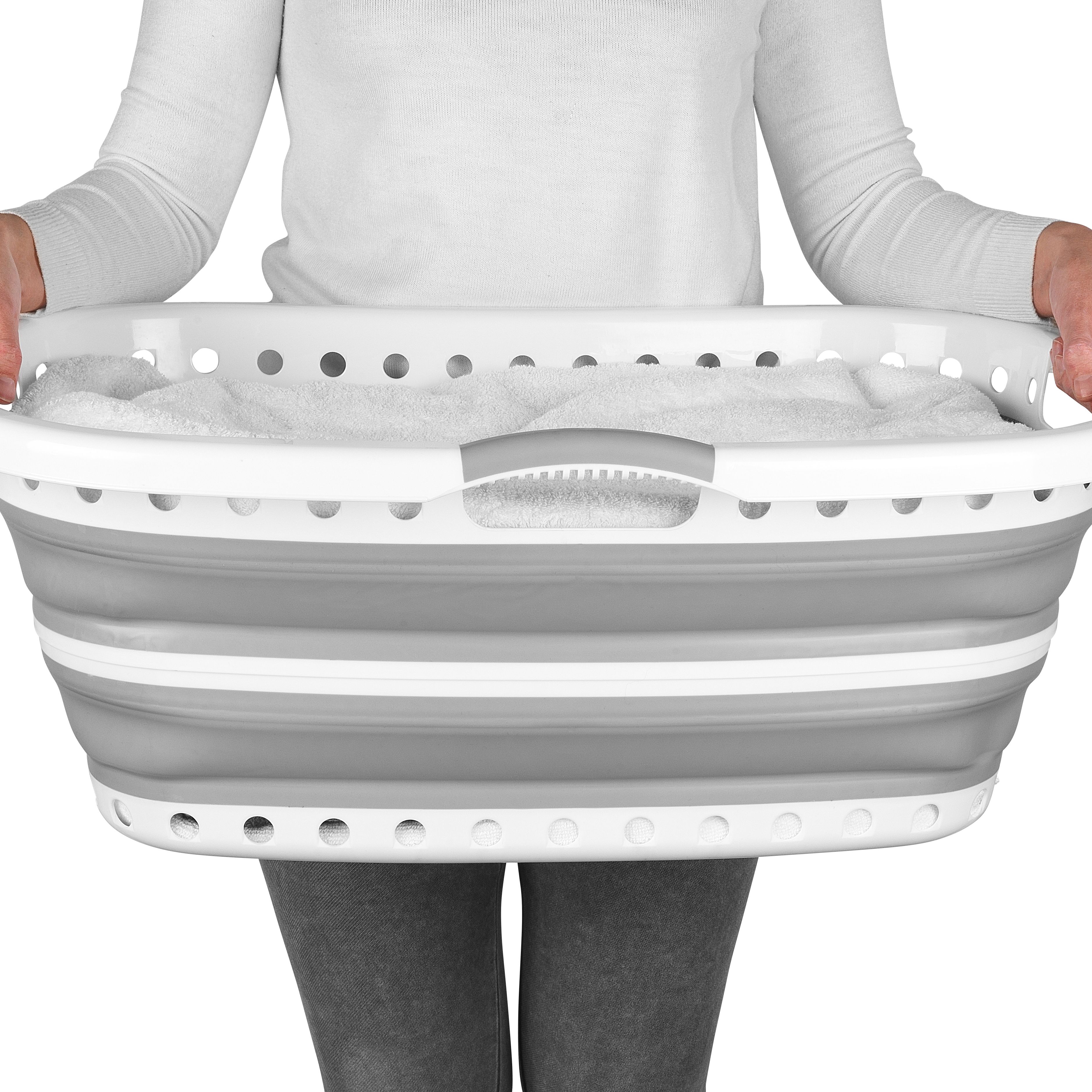 Beldray Collapsible hip hugger Grey Polypropylene Laundry basket, 37L