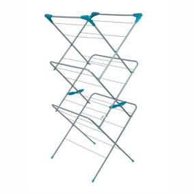 Beldray Elegant Blue Silver effect 3 tier Foldable Laundry Airer, 15m