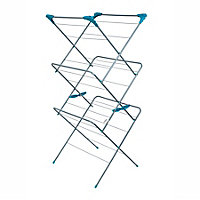 Beldray Elegant Foldable 3 Tier Blue silver effect Laundry Airer, 1.5m