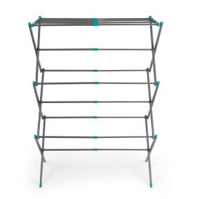 Beldray Expandable Foldable 3 Tier Blue silver effect Laundry Airer, 7m