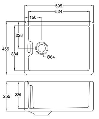 Belfast White Ceramic 1 Bowl Sink x 595mm