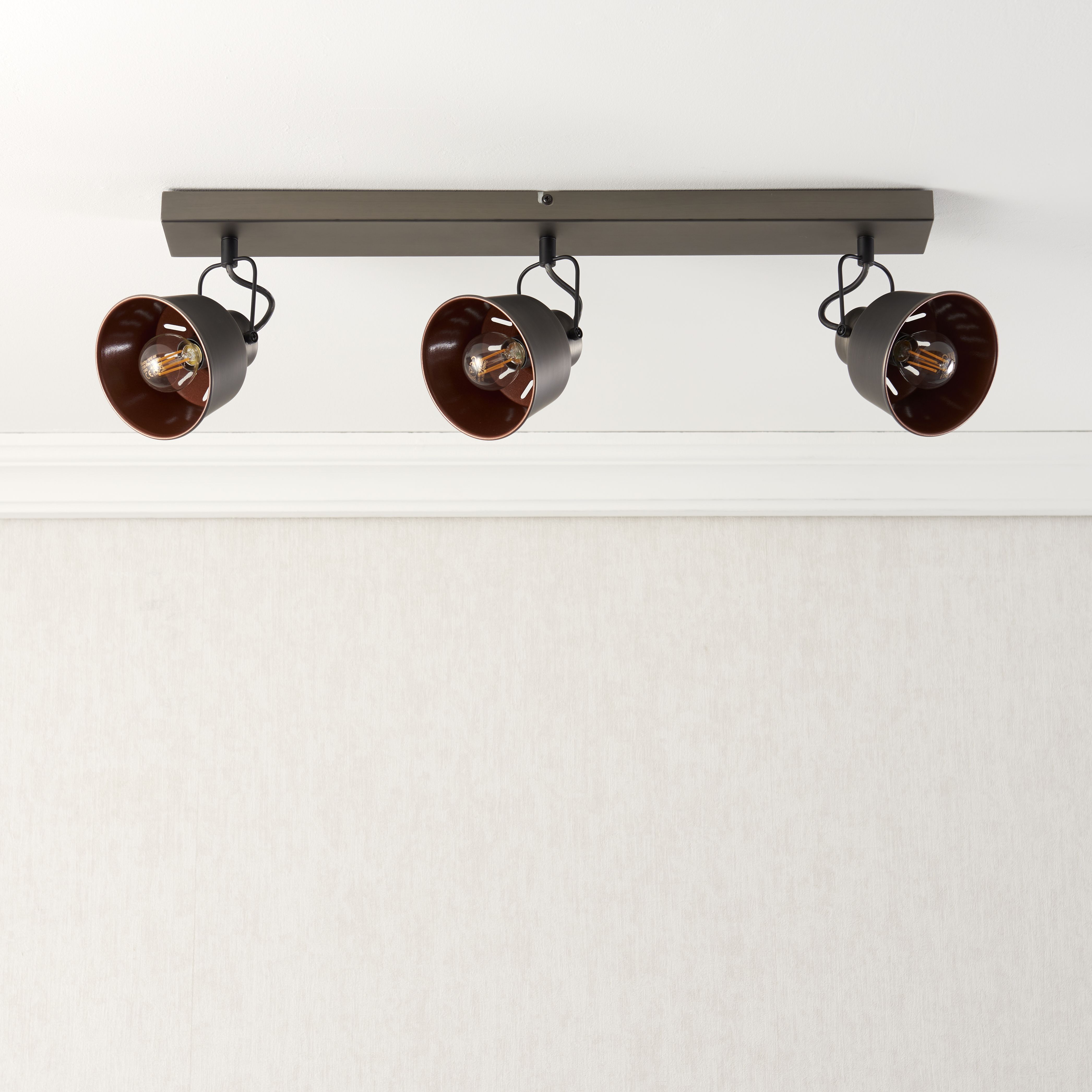 Bellecombe bar Matt Copper effect 3 Light Spotlight bar