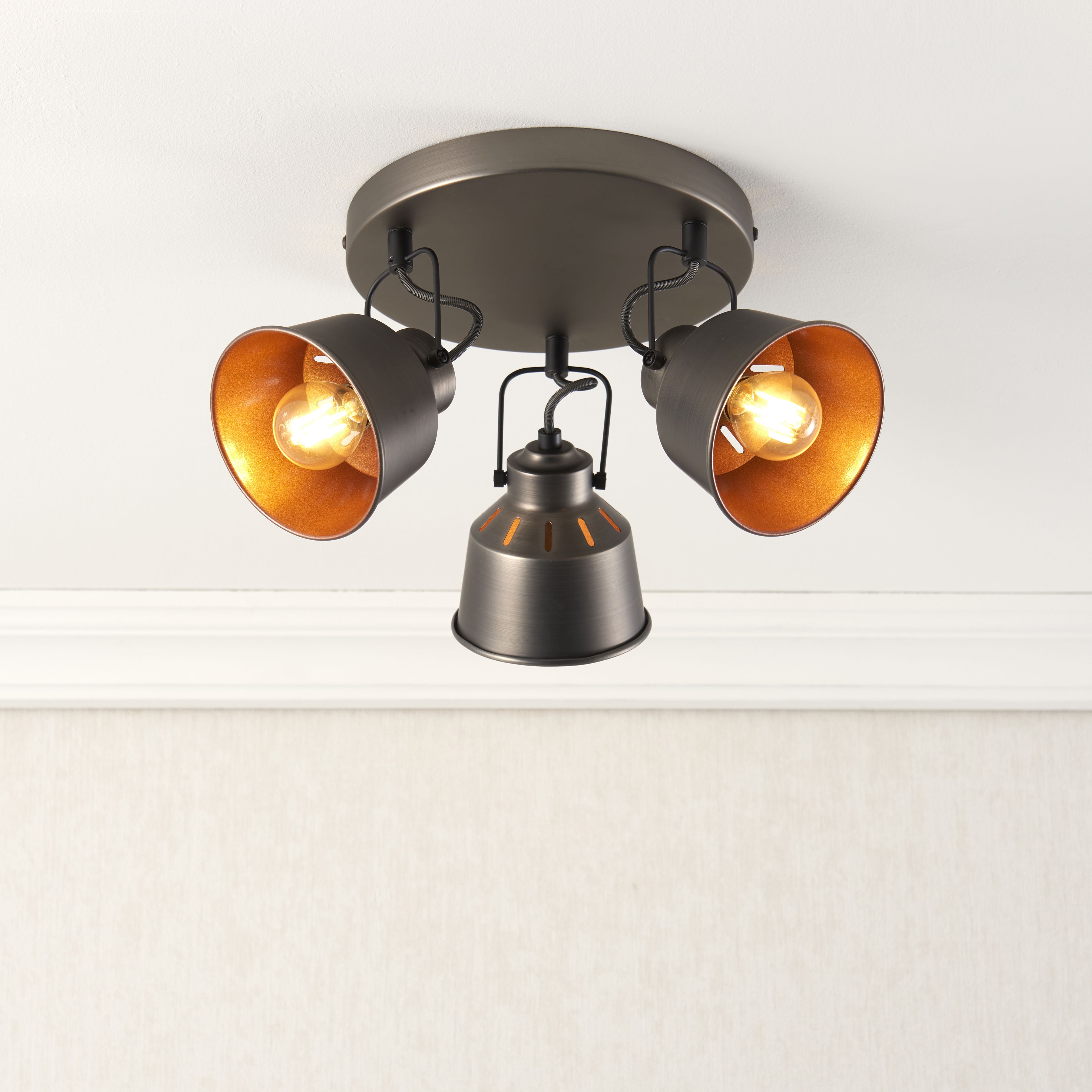 Bellecombe Matt Copper effect 3 Light Spotlight