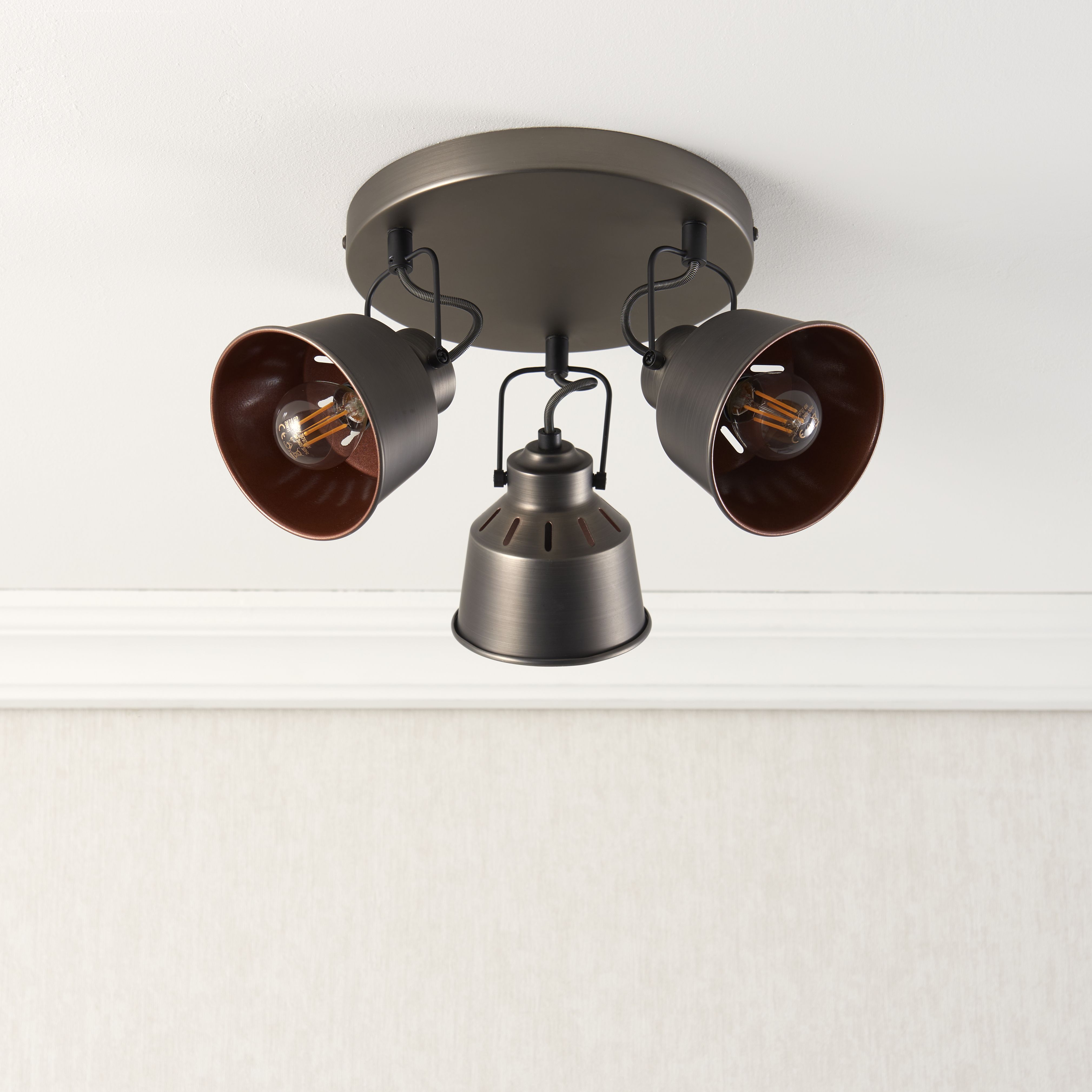 Bellecombe Matt Copper effect 3 Light Spotlight