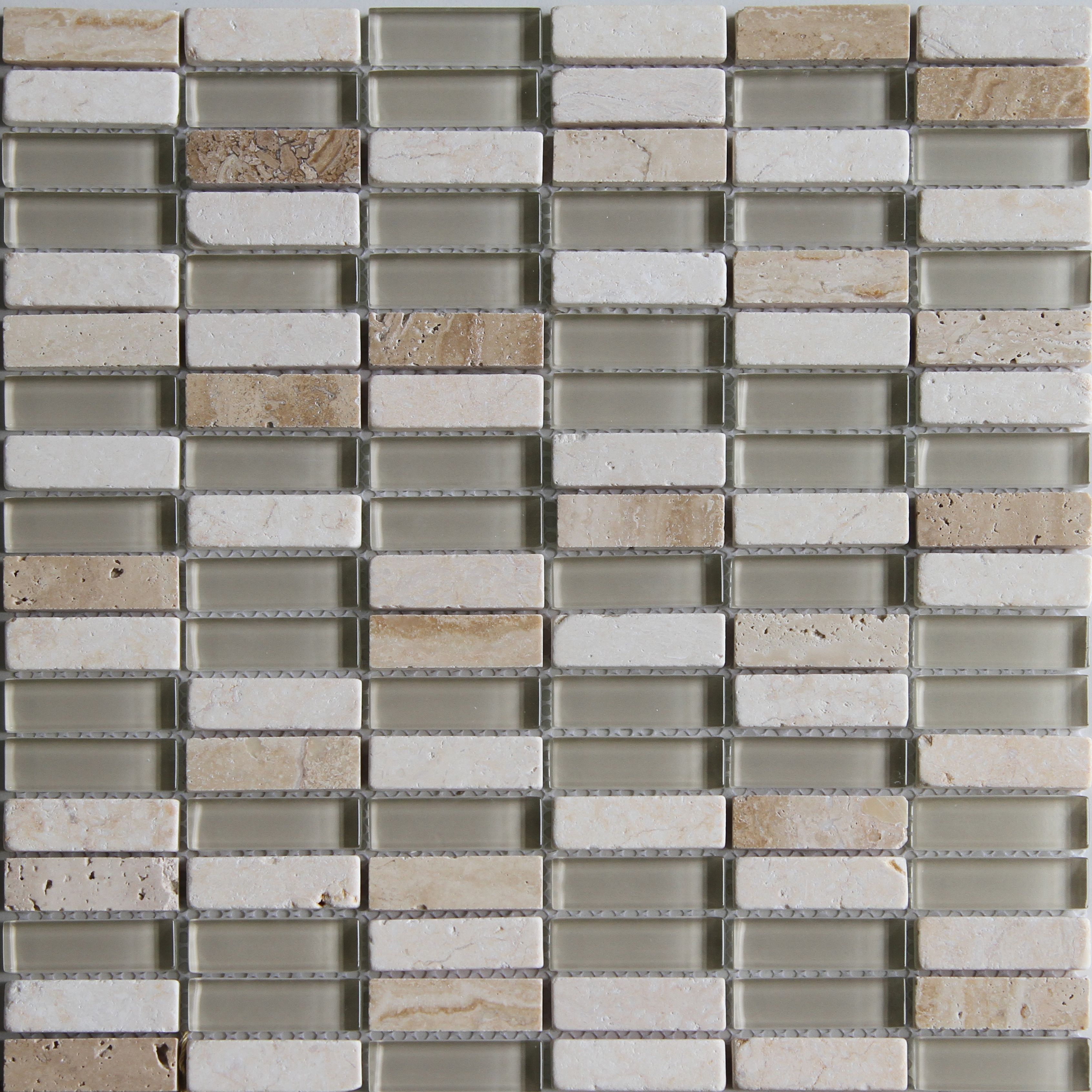 Belluno Beige Glass & marble Mosaic tile, (L)304mm (W)298mm | DIY at B&Q