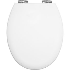 AAN Square Toilet Seat Soft Close Toilet Seat White Toilet Seat Quick Release Anti-Bacterial Toilet Seat Stainless 360 Adjustable Hinges Easy Top Fixing Heavy Duty Loo Seat UF 