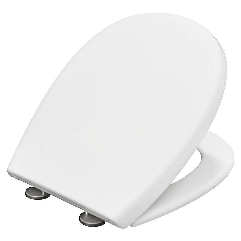 Bemis Push n'Clean White Top fix Soft close Toilet seat | DIY at B&Q