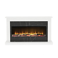 BeModern Broadfield White & storm Micro-marble Outset Electric Fire suite