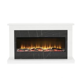 BeModern Broadfield White & storm Micro-marble Outset Electric Fire suite