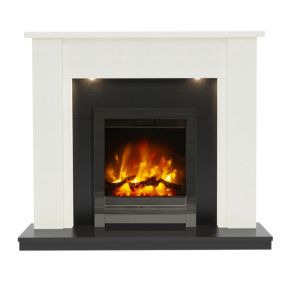 BeModern Elysia White & Black Stone effect Outset Electric Fire suite