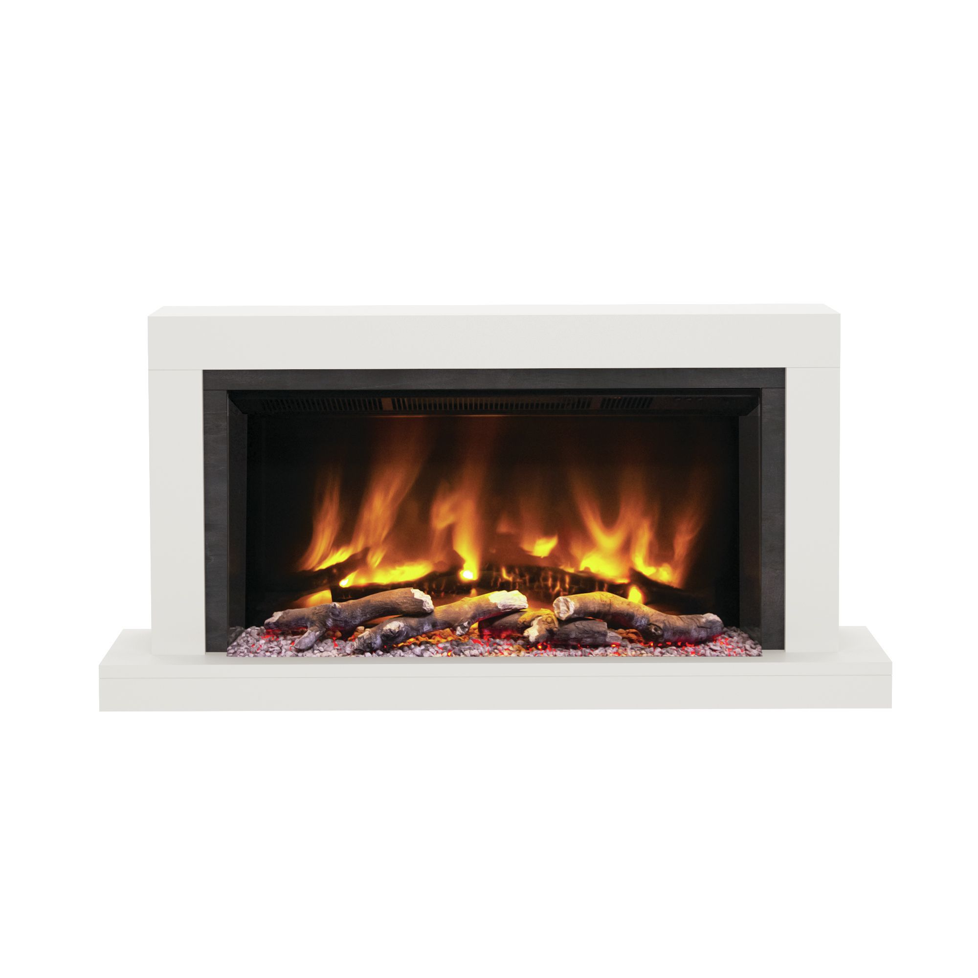 BeModern Kaleido Ice white & Nightfall grey Glass, MDF & steel Wall-mounted Electric Fire suite