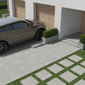 Benelux Grey Matt Stone effect Porcelain Outdoor Floor Tile, Pack of 2, (L)600mm (W)600mm