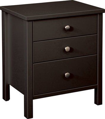 Bergen Coffee MDF 3 Drawer Bedside chest (H)610mm (W)530mm (D)410mm