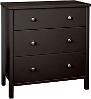 Bergen Coffee MDF 3 Drawer Chest of drawers (H)834mm (W)804mm (D)410mm