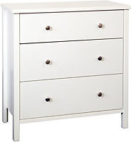 Bergen White MDF 3 Drawer Chest of drawers (H)834mm (W)804mm (D)410mm