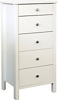 Bergen White MDF 5 Drawer Chest of drawers (H)1058mm (W)530mm (D)410mm