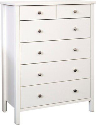 Bergen White MDF 6 Drawer Chest of drawers (H)1058mm (W)804mm (D)410mm