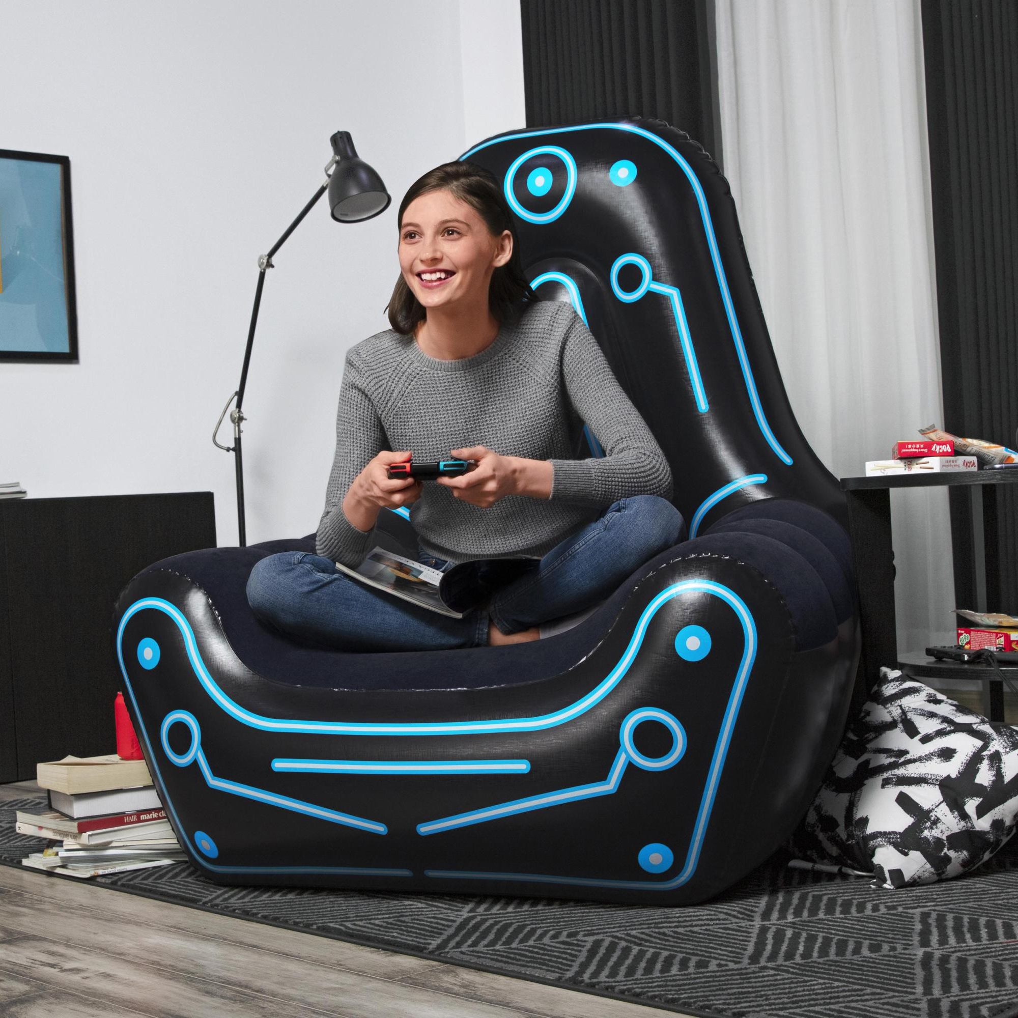 Bestway Black Modern Inflatable gaming chair