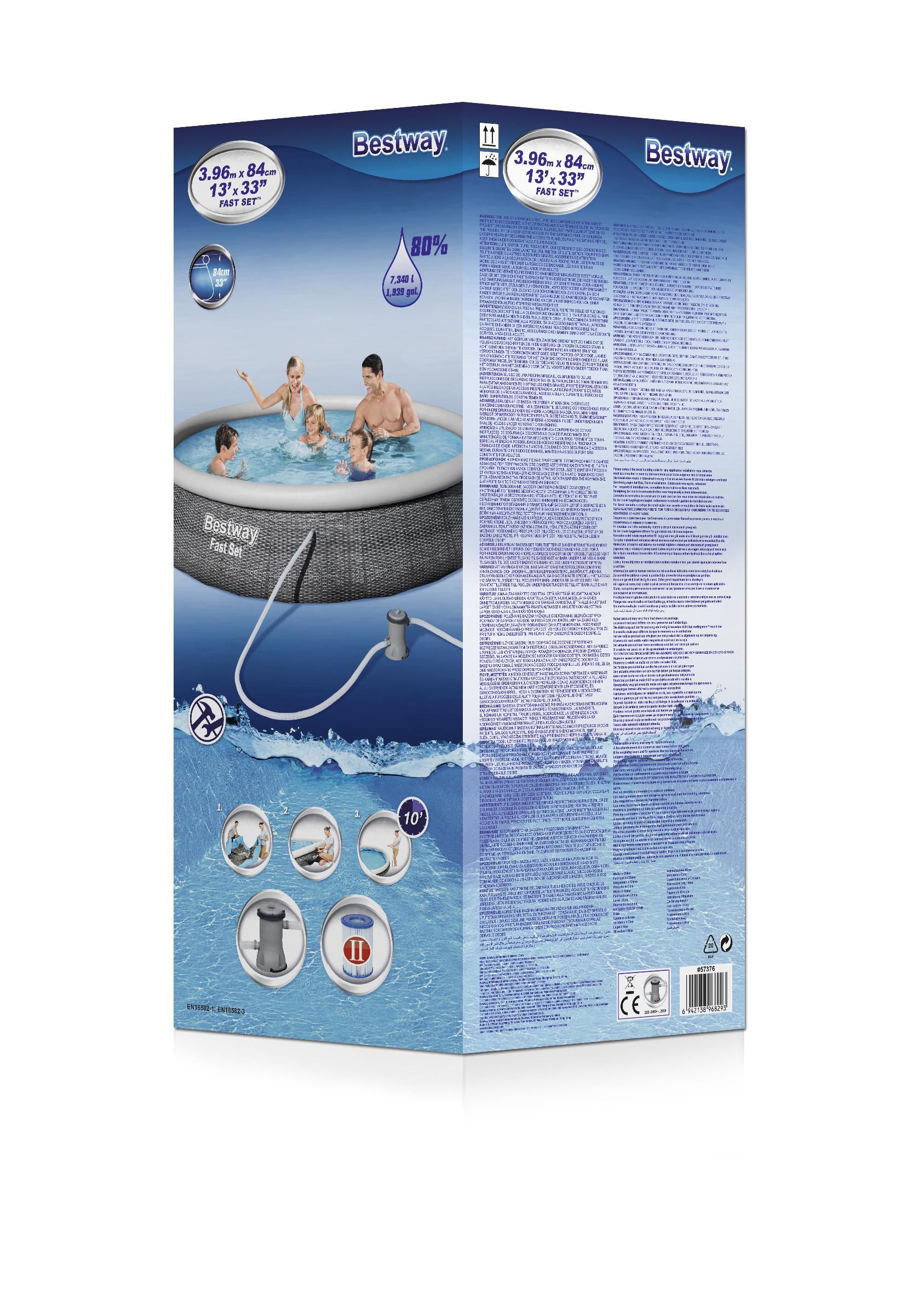 Bestway Fast set Swimming pool with pump (L) 3.96m x (H) 84cm