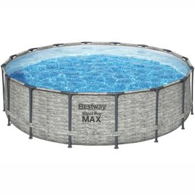Bestway Steel Pro MAX™ Realistic Stone Print Metal Pool (W) 4.88m x (L) 4.88m