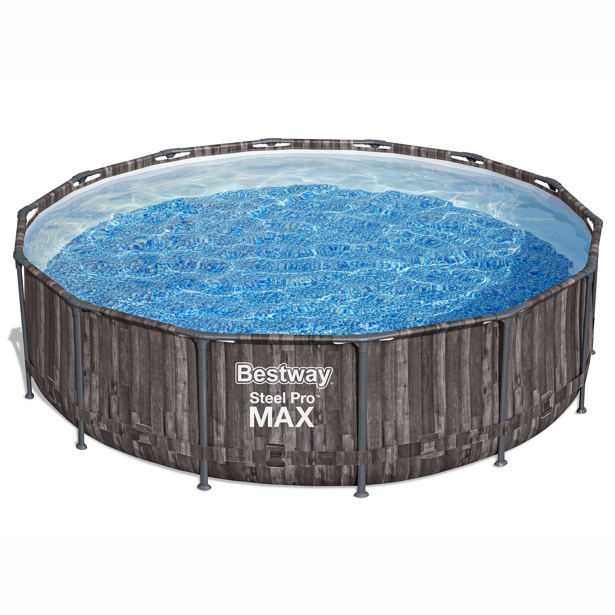 Bestway Steel Pro MAX™ Wood Effect Metal Pool (W) 4.27m x (L) 4.27m ...