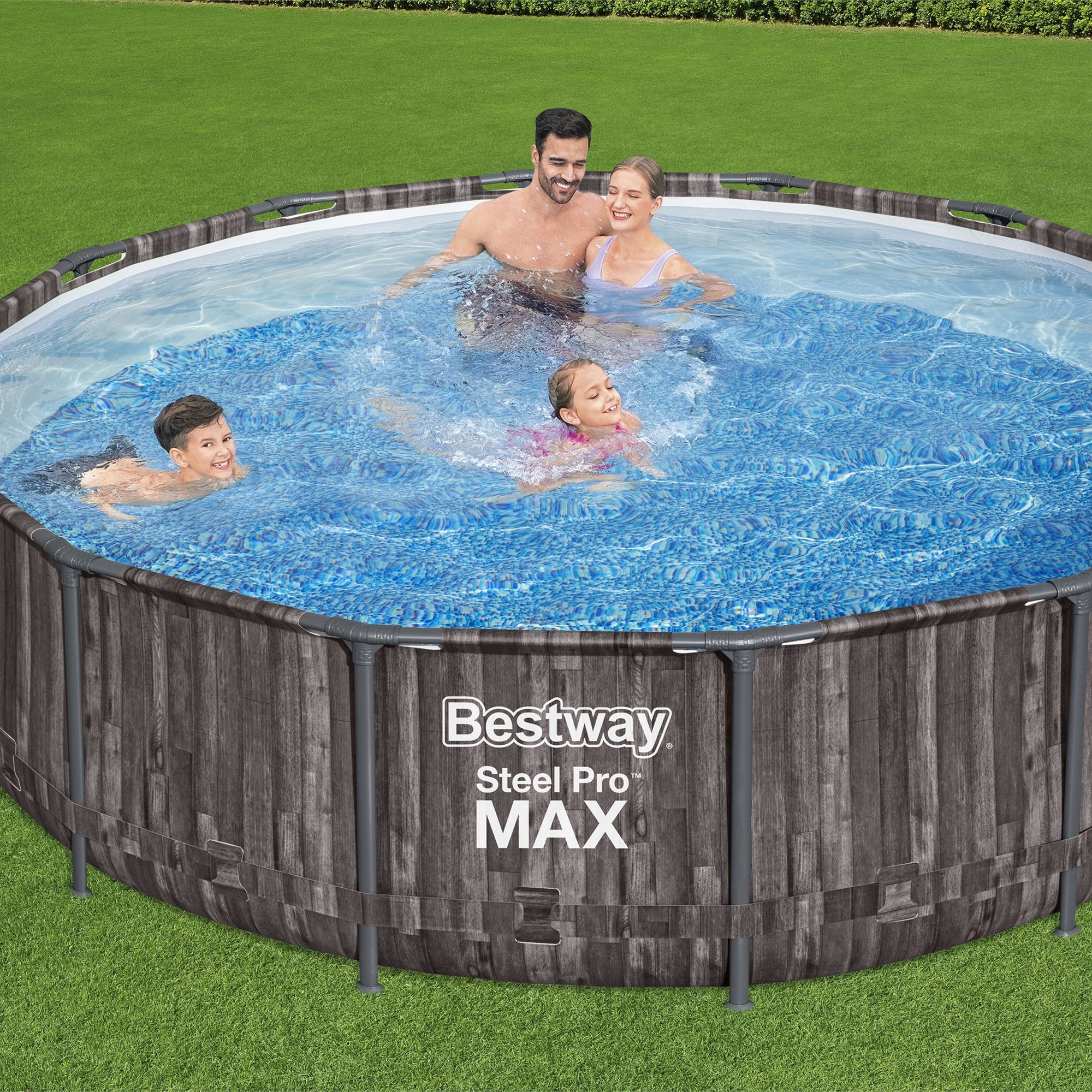 Bestway Steel Pro MAX™ Wood Effect Metal Pool (W) 4.27m x (L) 4.27m