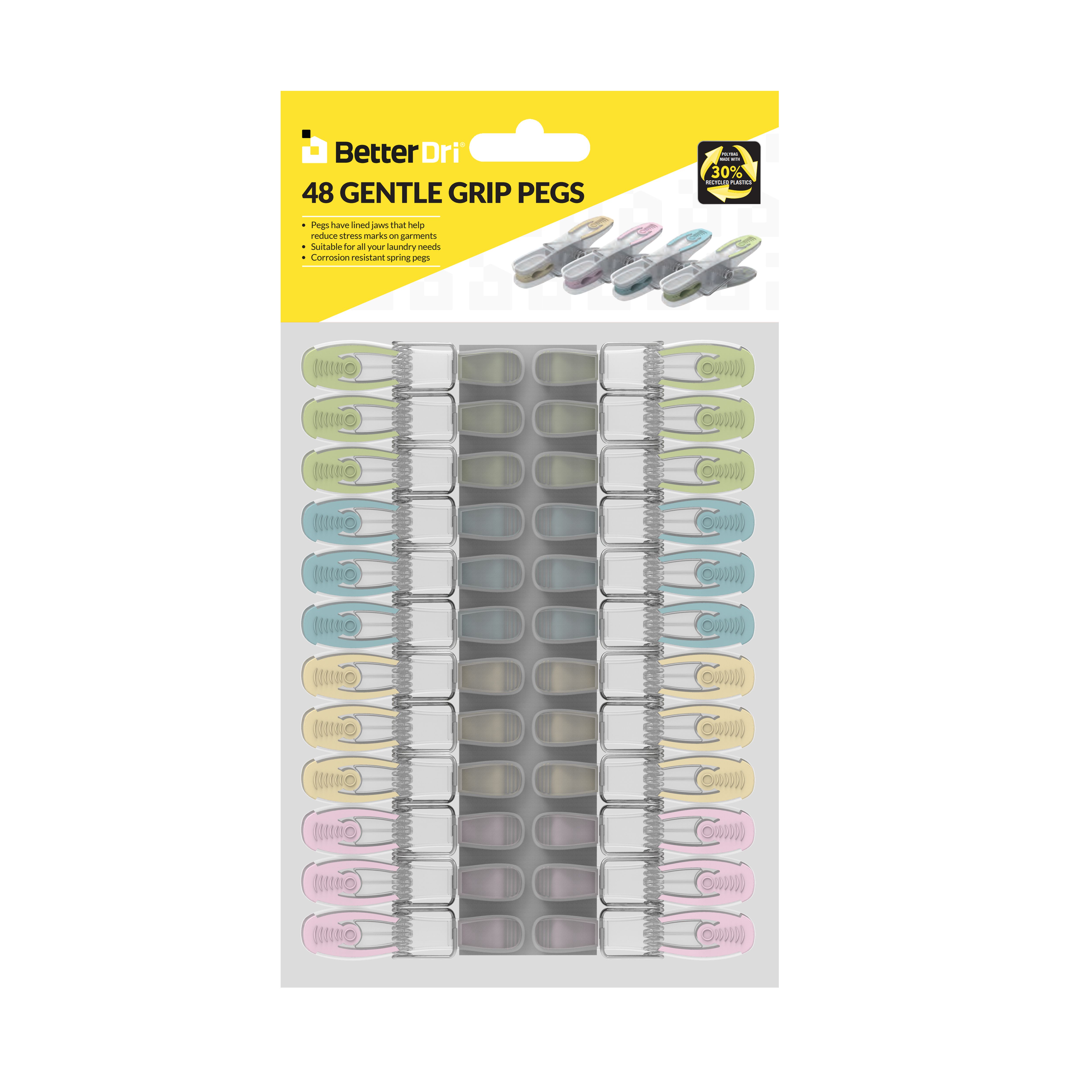 BetterDri Gentle-grip Plastic Clothes pegs, Pack of 48