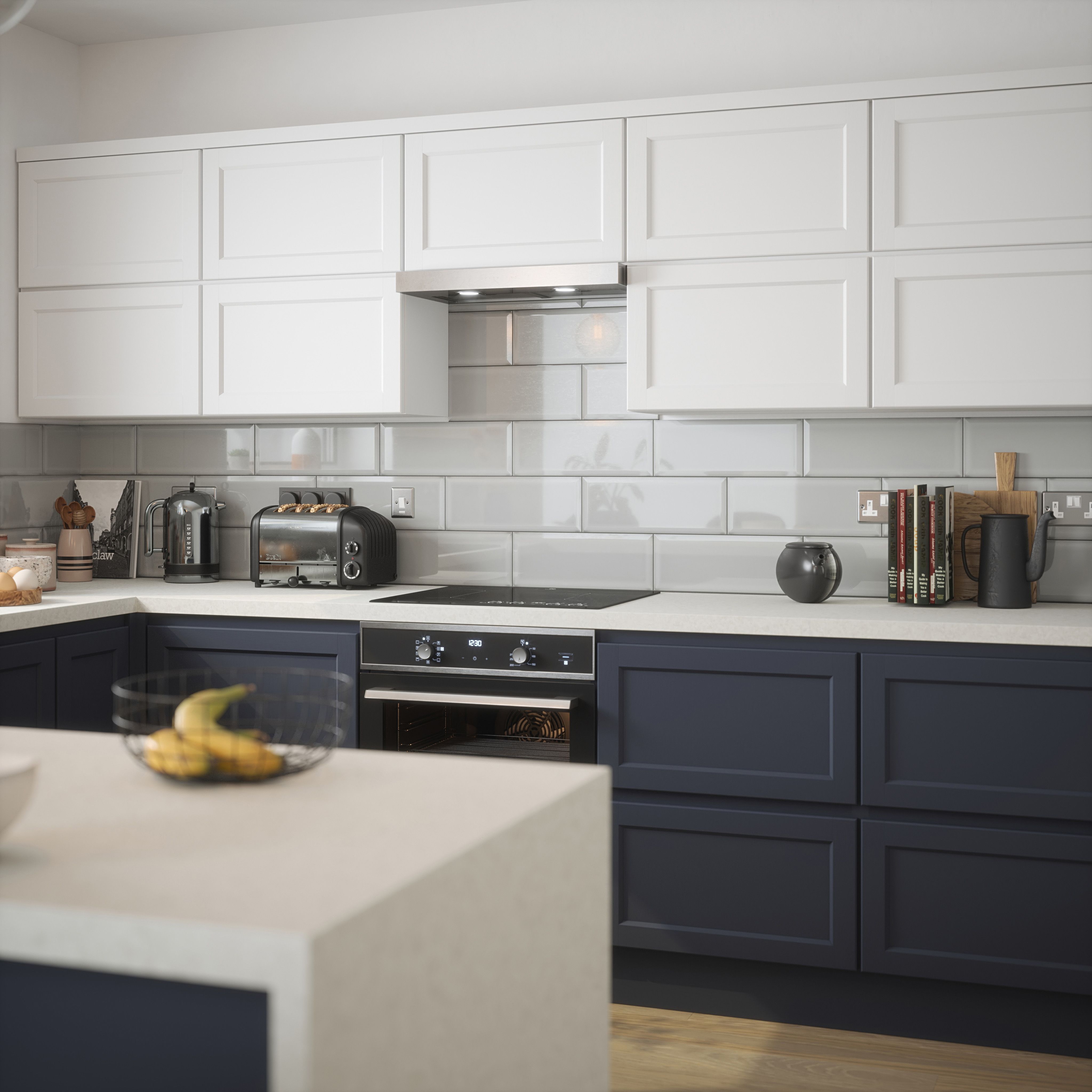 Bevel Dove Grey Gloss Ceramic Wall Tile - 4