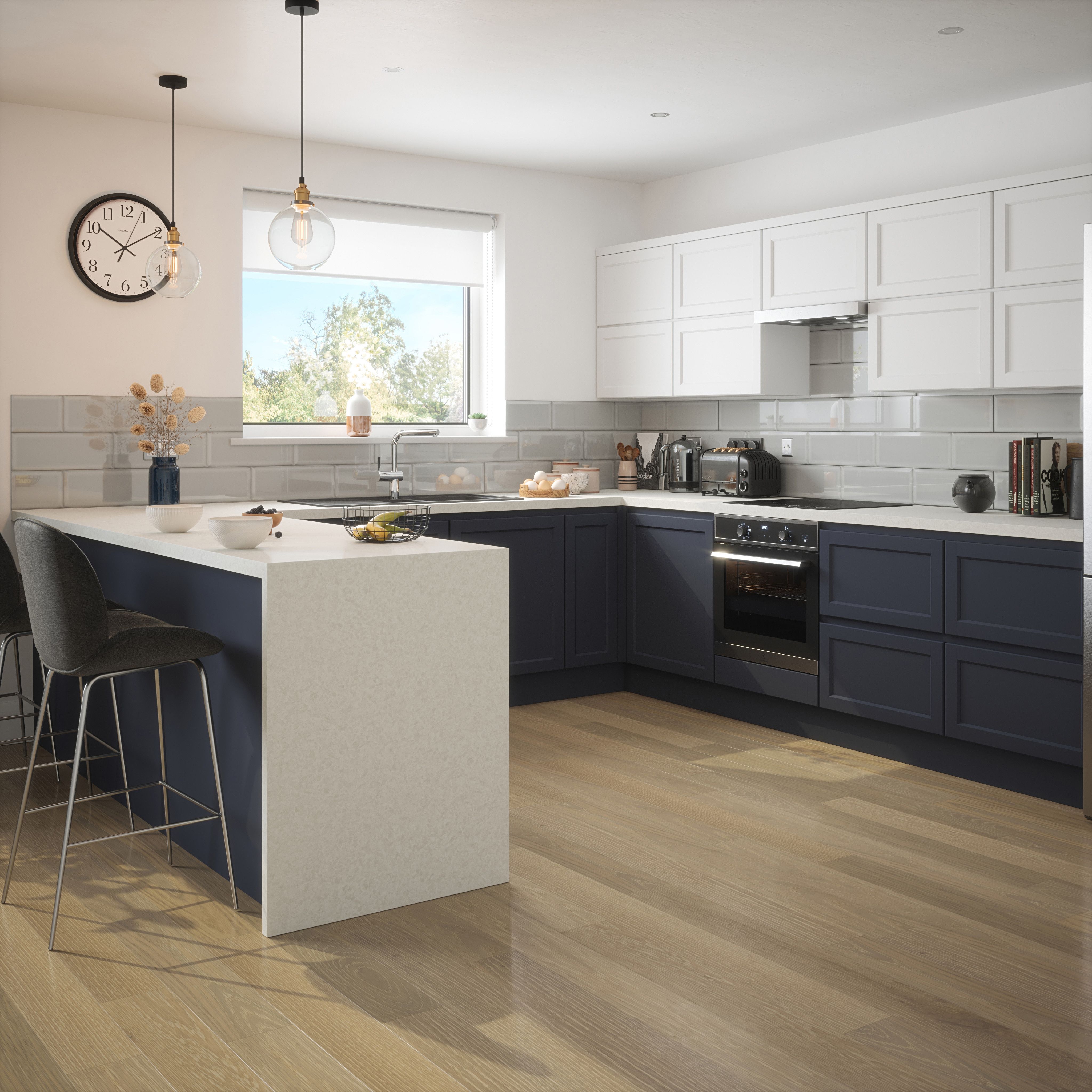 Bevel Dove Grey Gloss Ceramic Wall Tile - 6