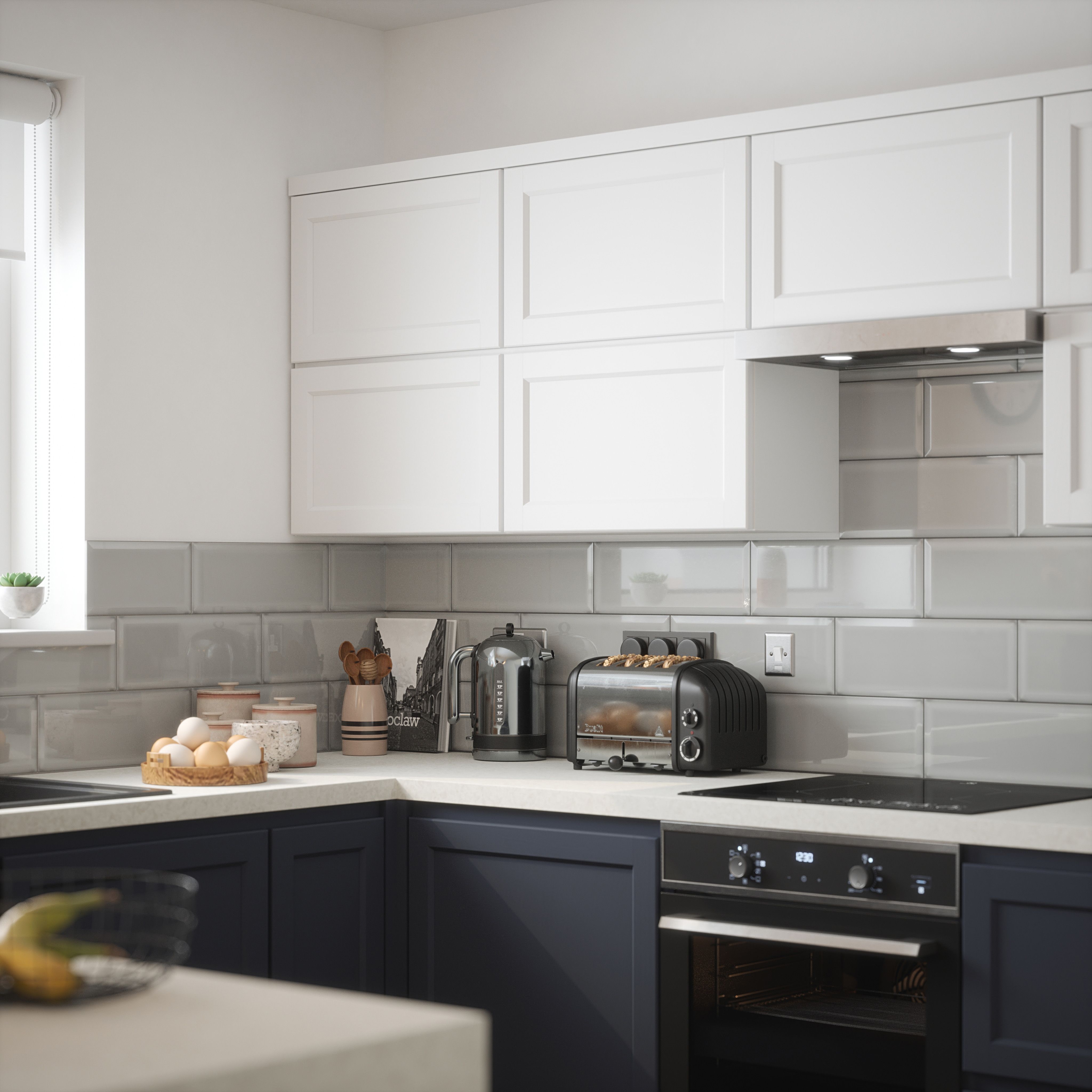 Bevel Dove Grey Gloss Ceramic Wall Tile - 5