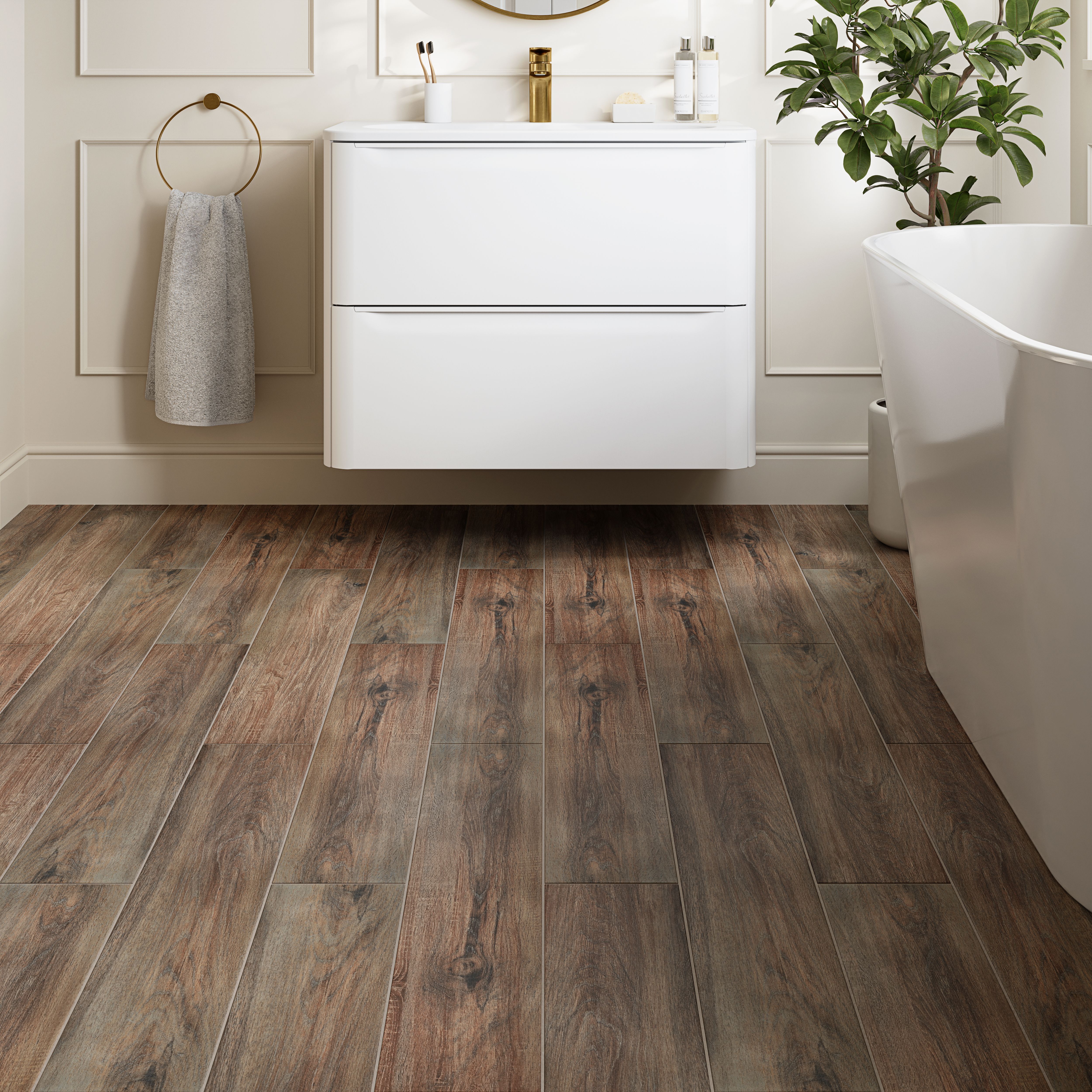 Beyaz Natural Matt Wood effect Textured Porcelain Indoor Wall & floor Tile, Pack of 11, (L)900mm (W)150mm
