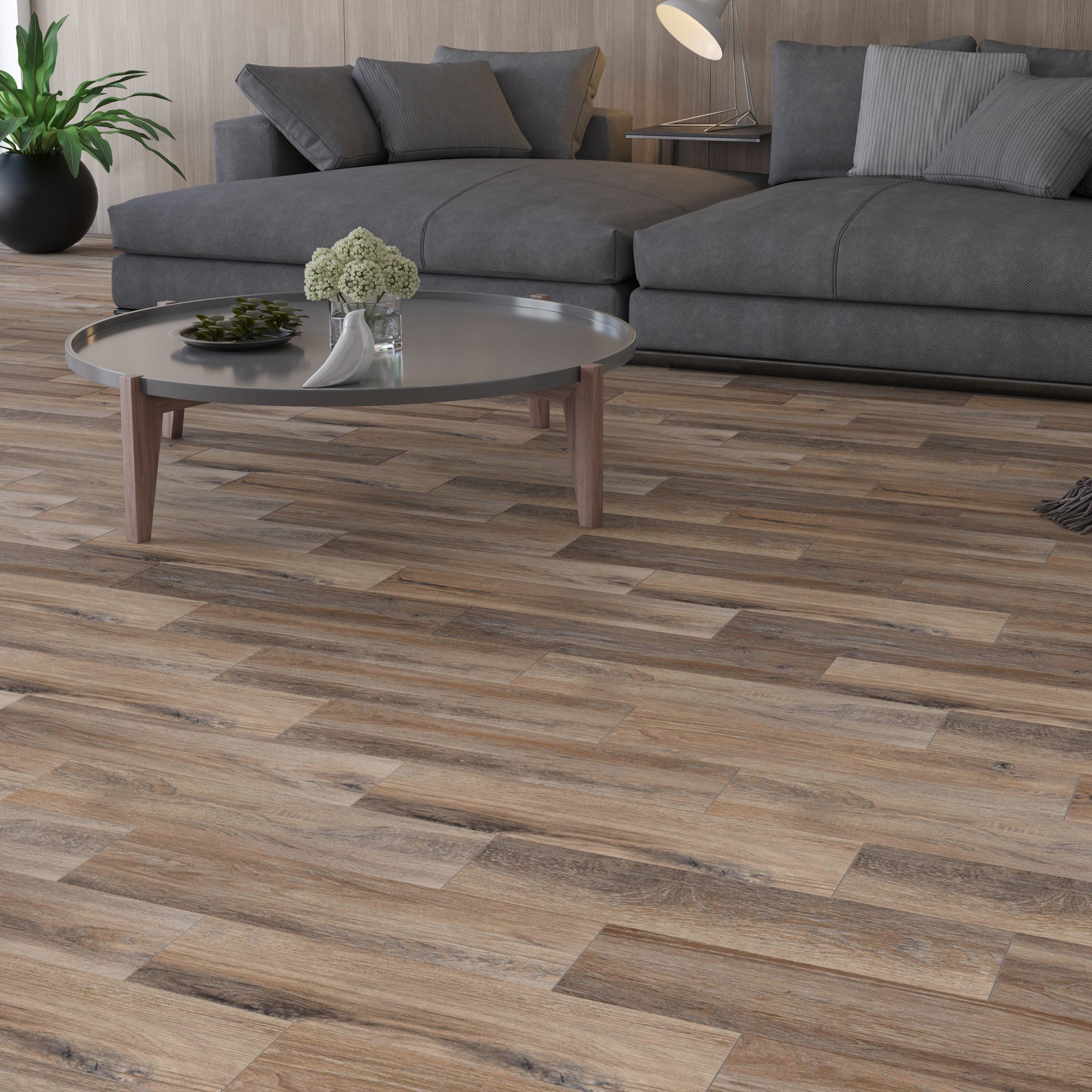 Beyaz Natural Matt Wood effect Textured Porcelain Indoor Wall & floor Tile, Pack of 11, (L)900mm (W)150mm
