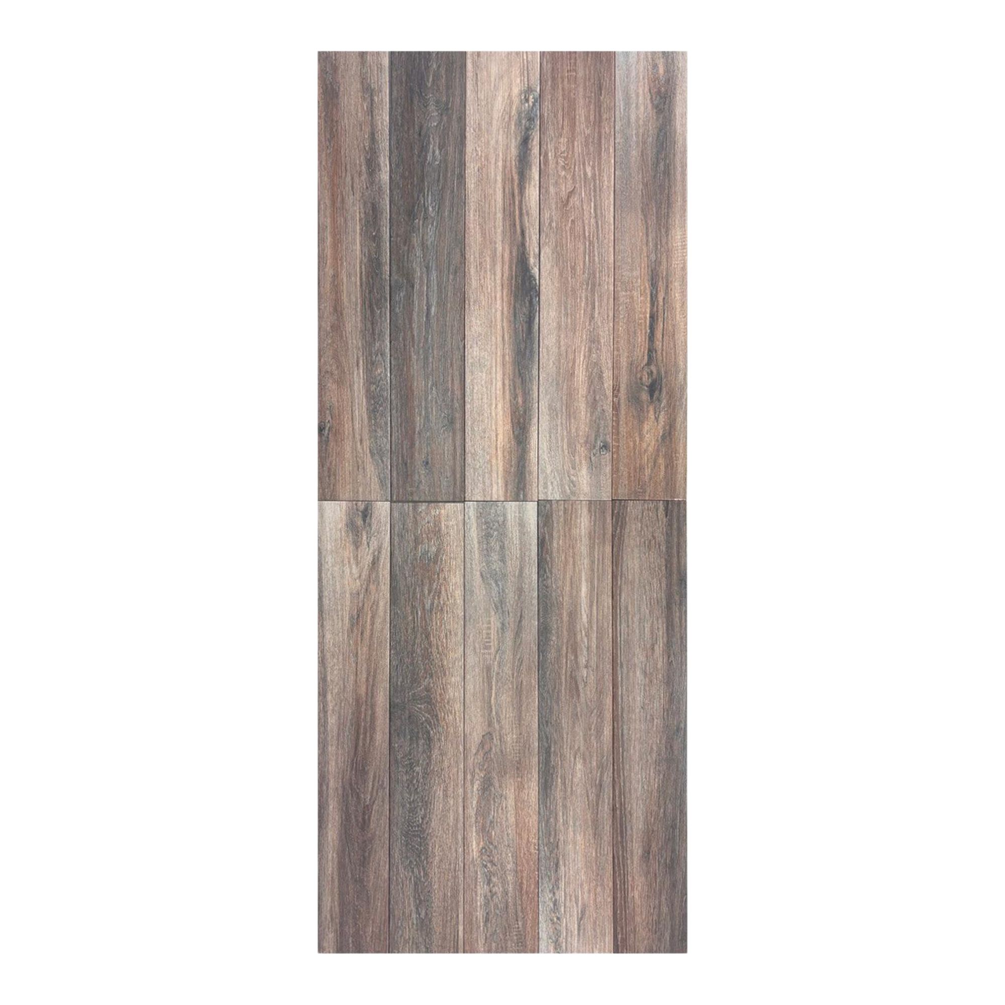 Beyaz Natural Matt Wood effect Textured Porcelain Indoor Wall & floor Tile, Pack of 11, (L)900mm (W)150mm