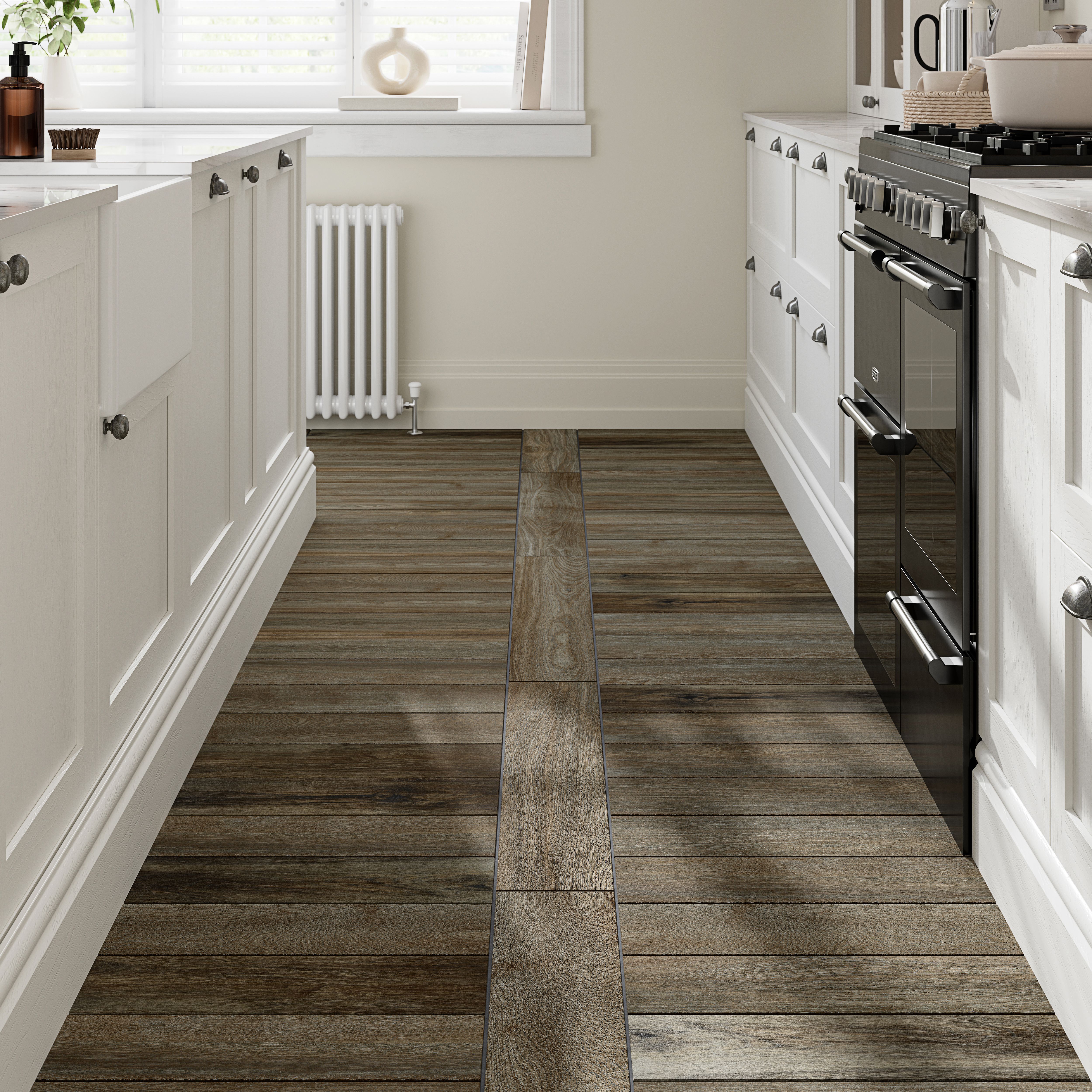 Beyaz Natural Matt Wood effect Textured Porcelain Indoor Wall & floor Tile, Pack of 17, (L)600mm (W)150mm
