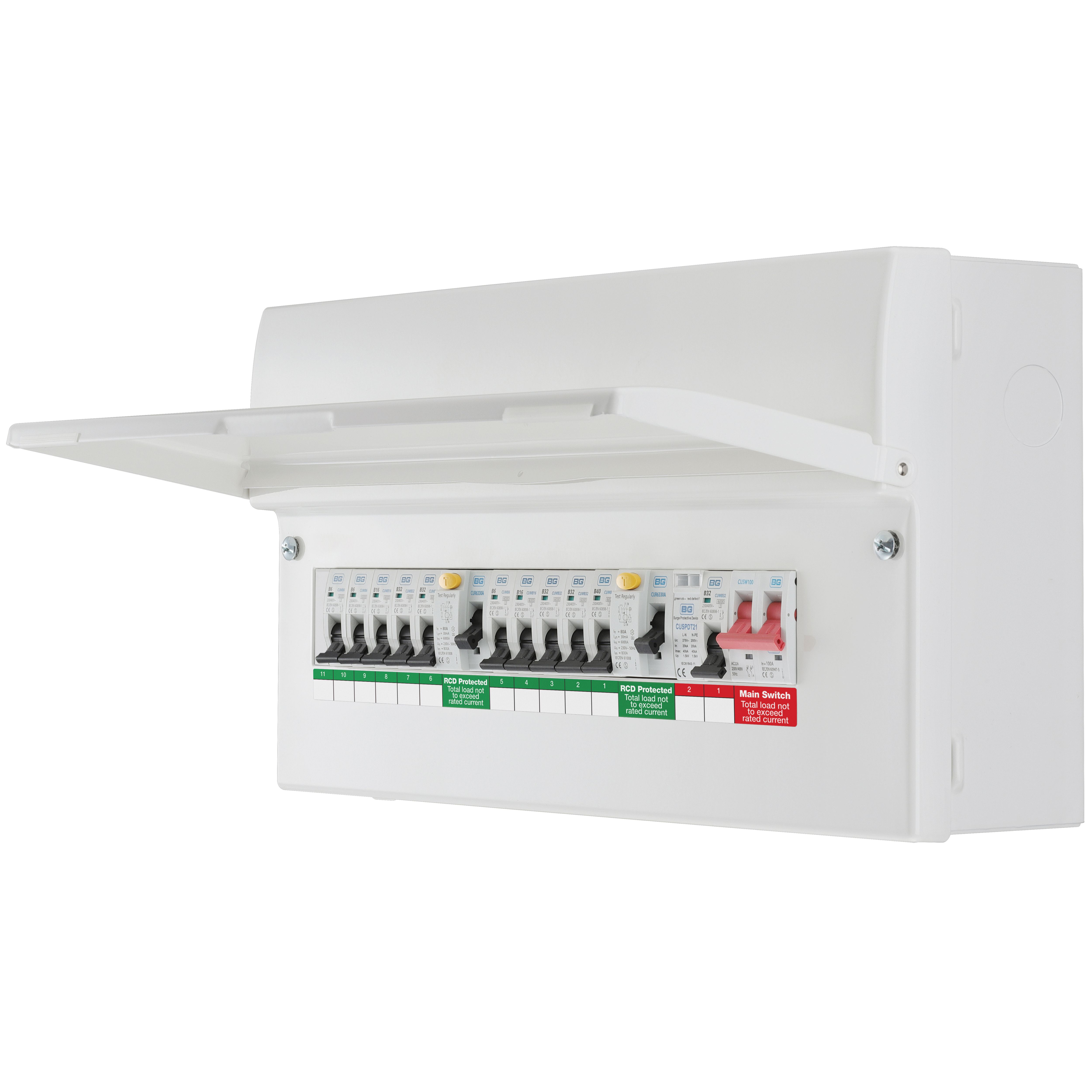 BG 10-way Dual RCD Consumer unit with 100A mains switch