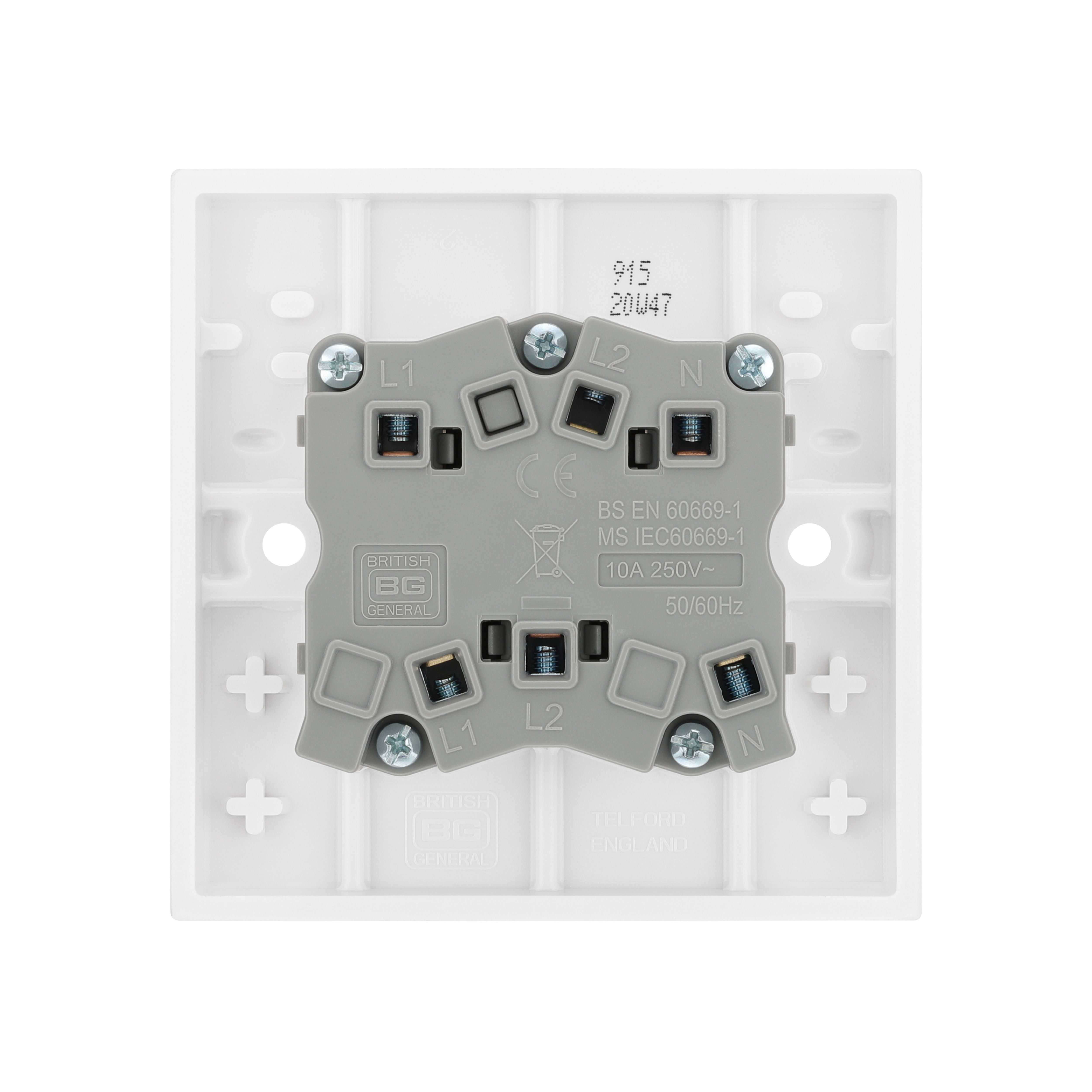 BG 10A Rocker Raised square Control switch Gloss White
