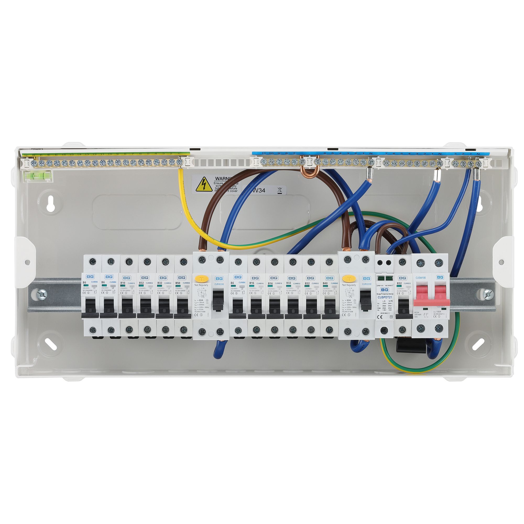 BG 100A 12 way Dual RCD Consumer unit - 6