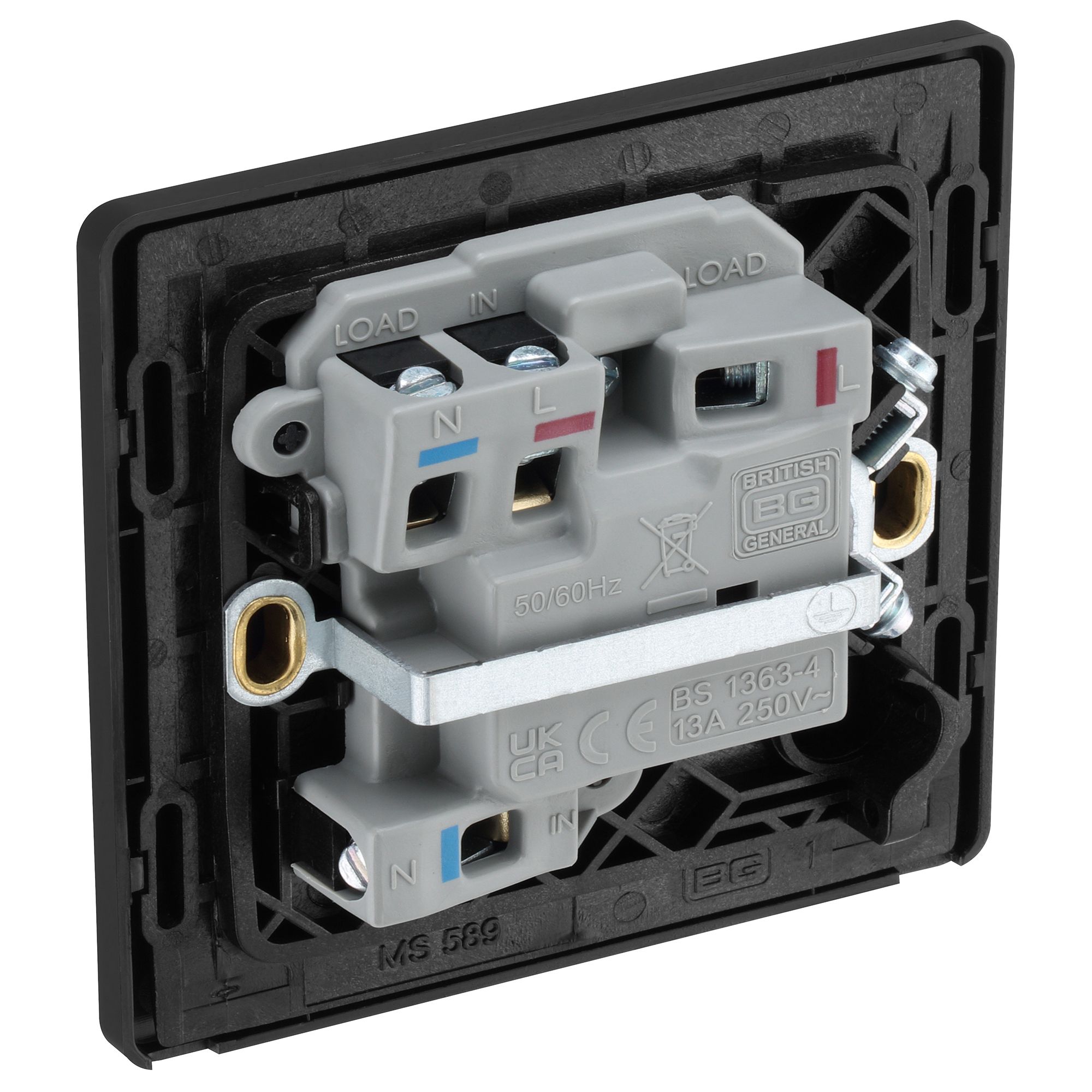 BG 13A 1 gang 2 way Raised slim profile Switched Fused connection unit Matt - 7
