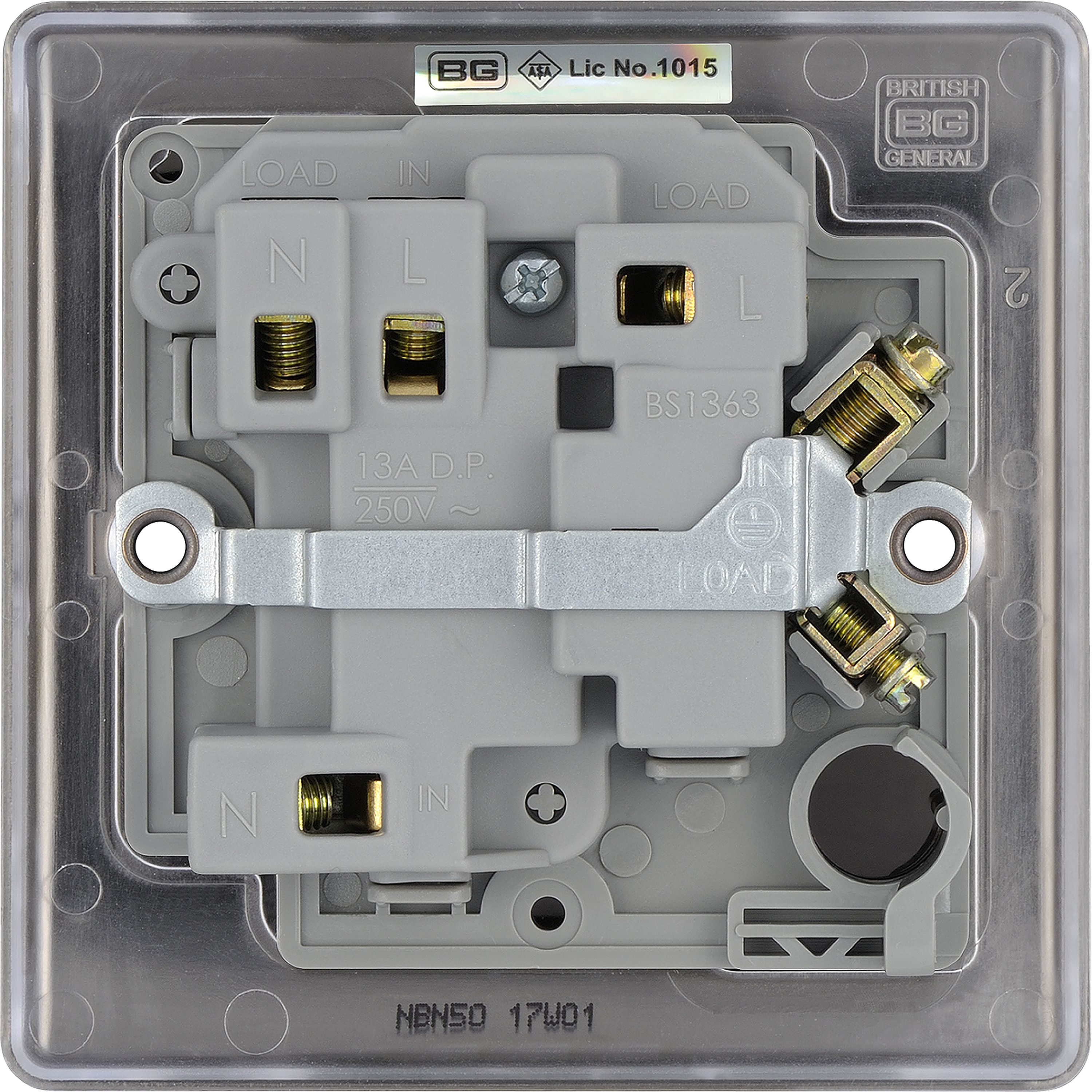 LAP  13A Switched Fused Spur with Neon Brushed Chrome with White Inserts - 5