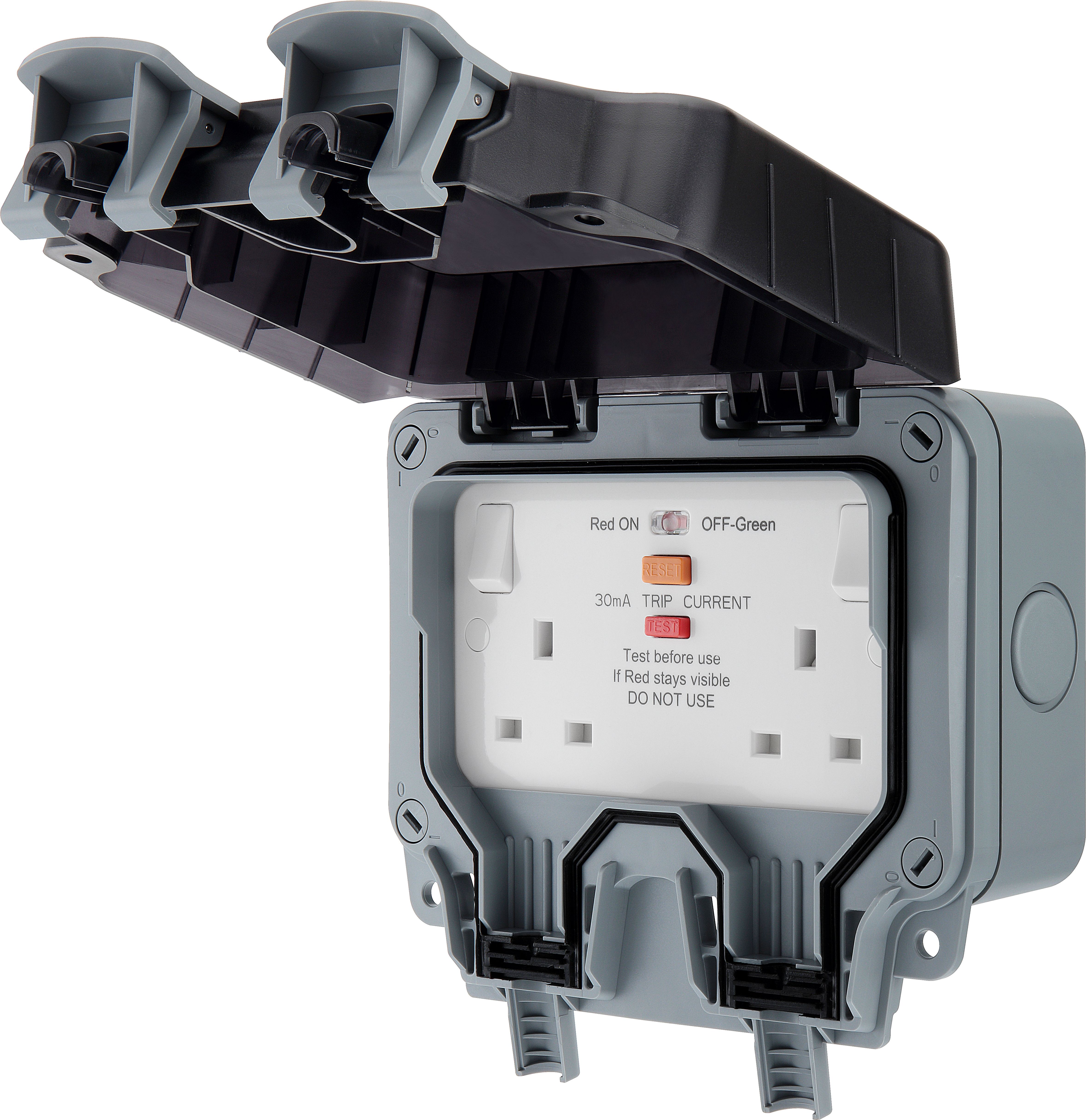 BG 13A 2 gang Outdoor Weatherproof switched RCD socket