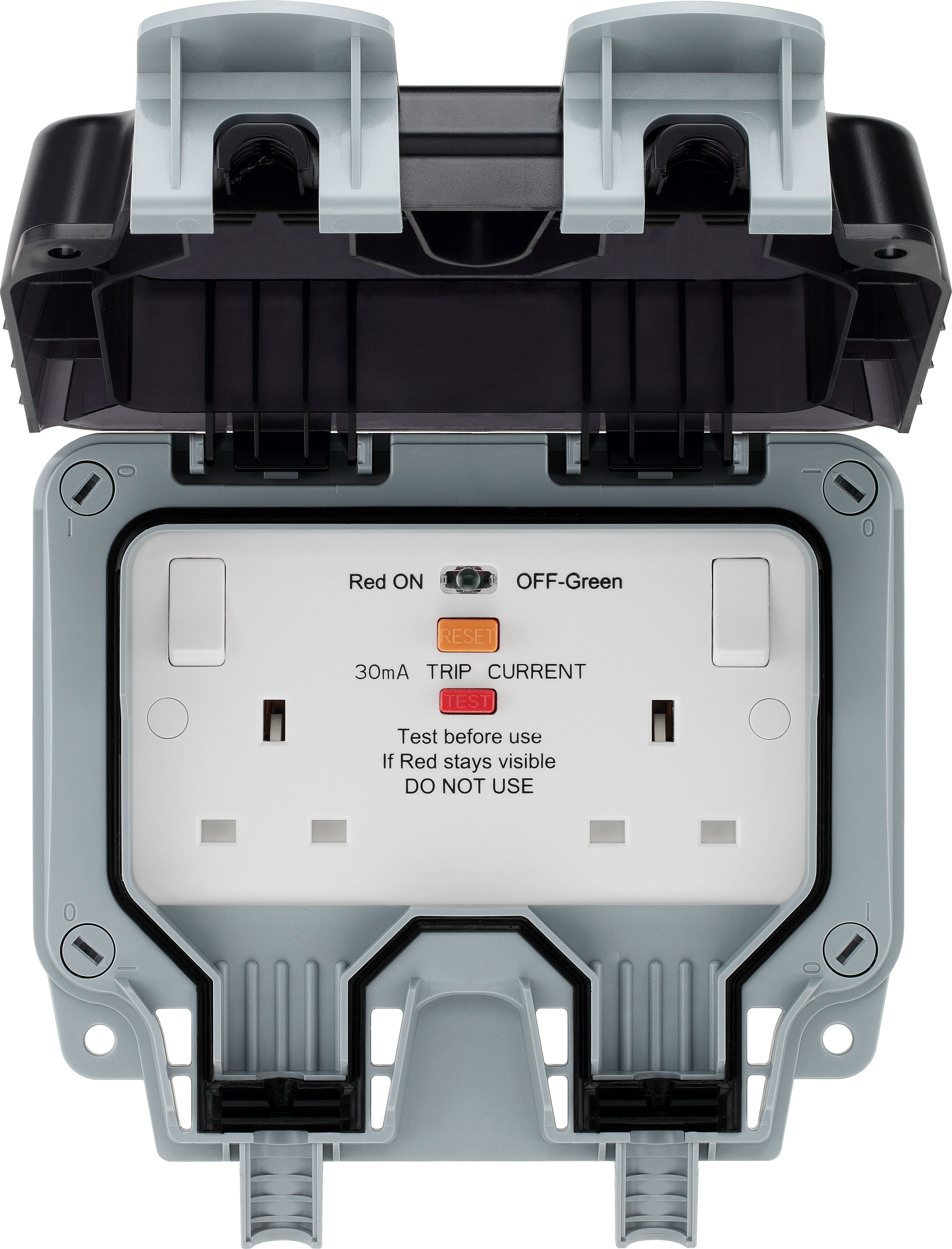 BG 13A 2 gang Outdoor Weatherproof switched RCD socket