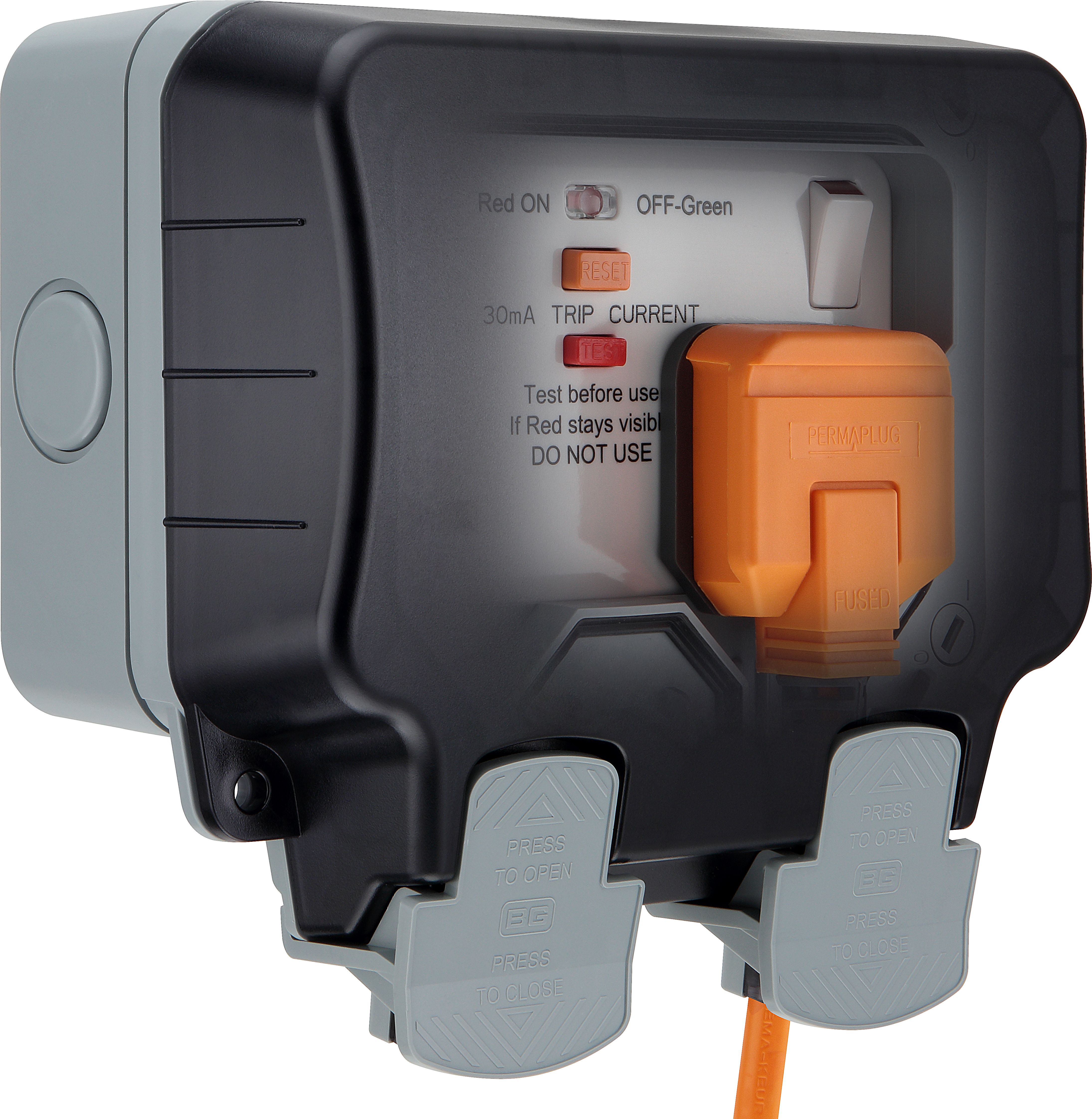BG 13A 2 gang Outdoor Weatherproof switched RCD socket