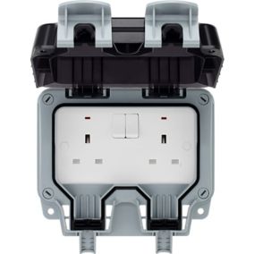 BG 13A Grey 2 gang Outdoor Weatherproof switched socket