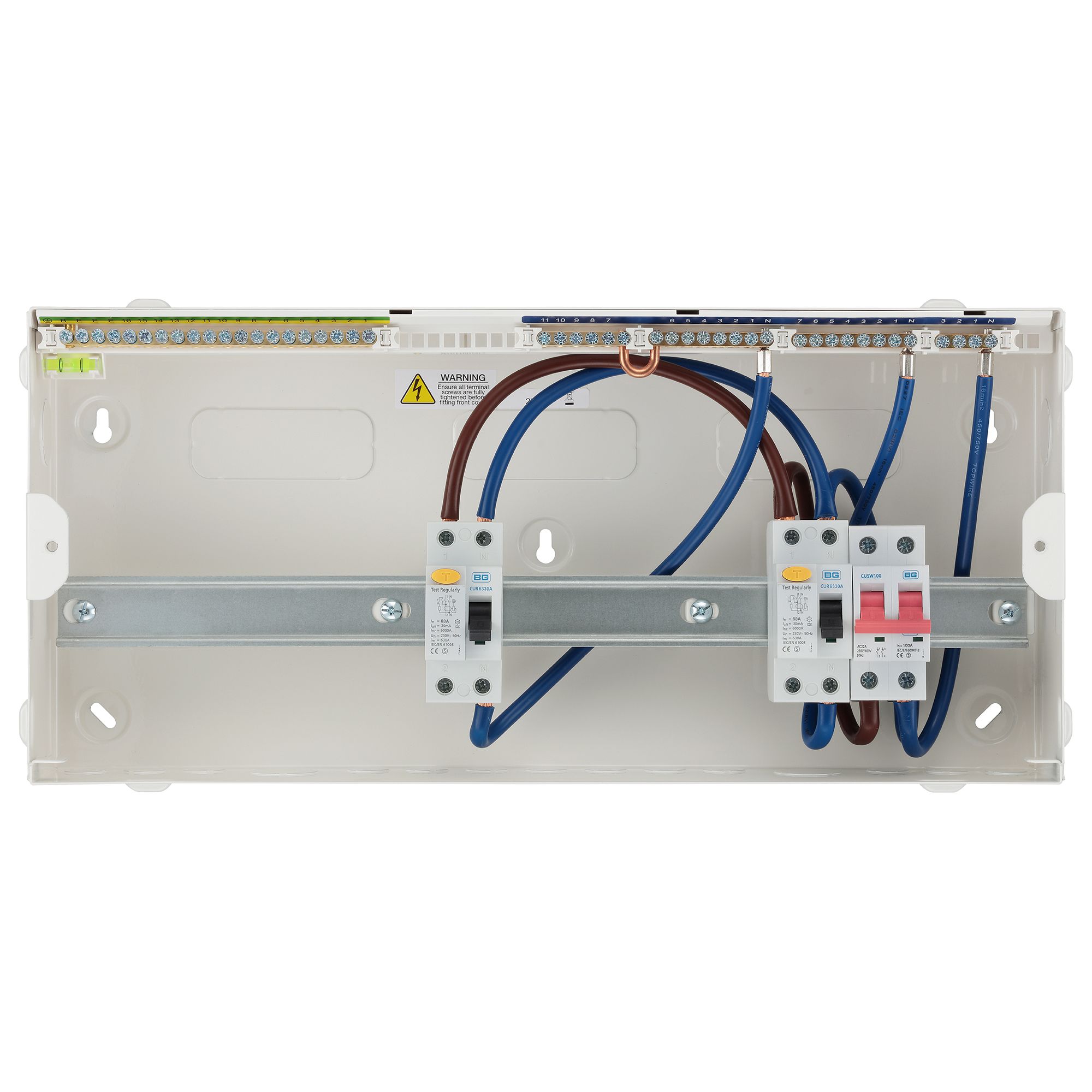 BG 16 Dual RCD Unpopulated Consumer unit with 100A mains switch with 100A mains switch - 6