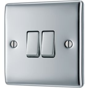 BG 16A 2 way 2 gang Light switch Gloss Chrome effect