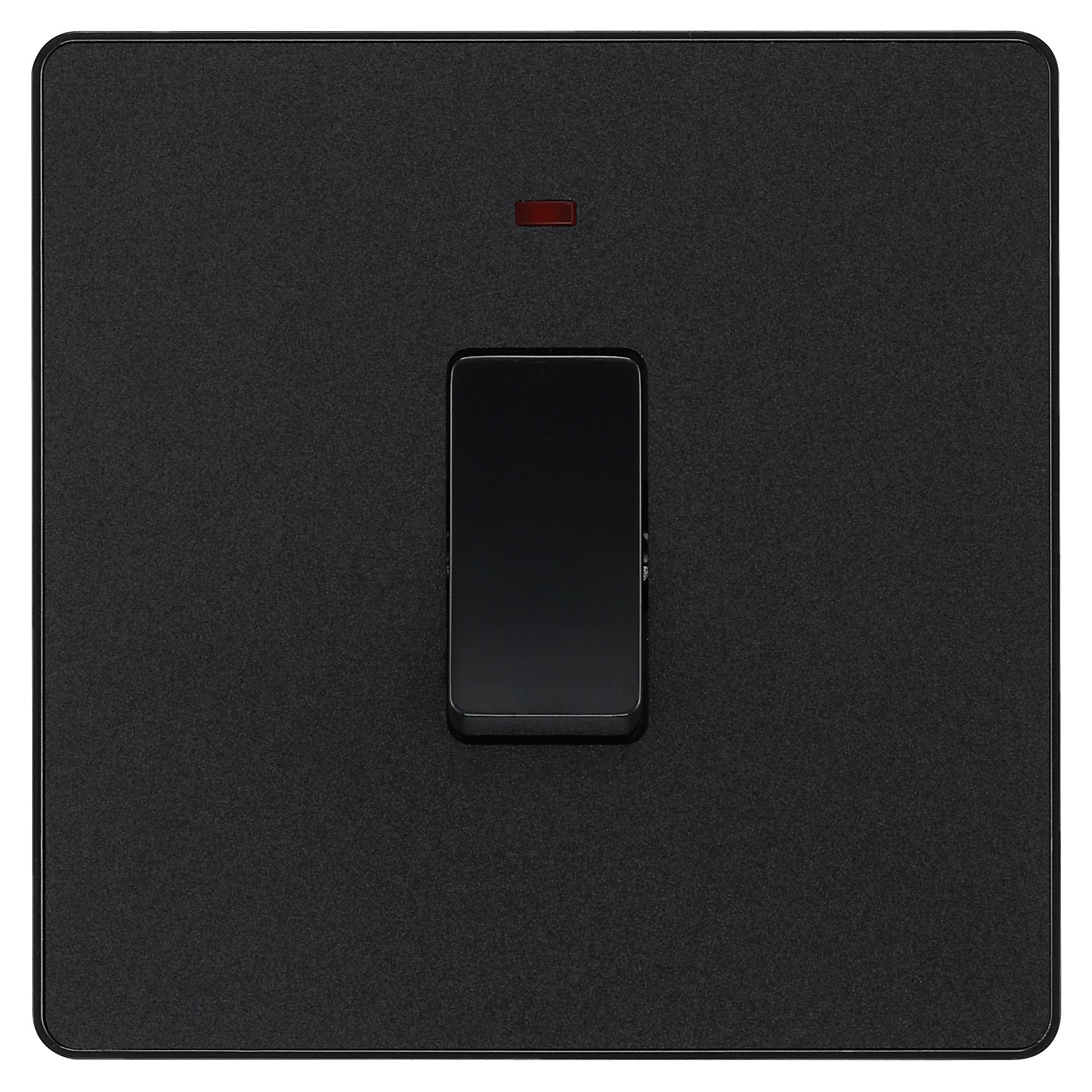 BG Screwless Flatplate Matt Black 13A Switched Socket 2 Gang
