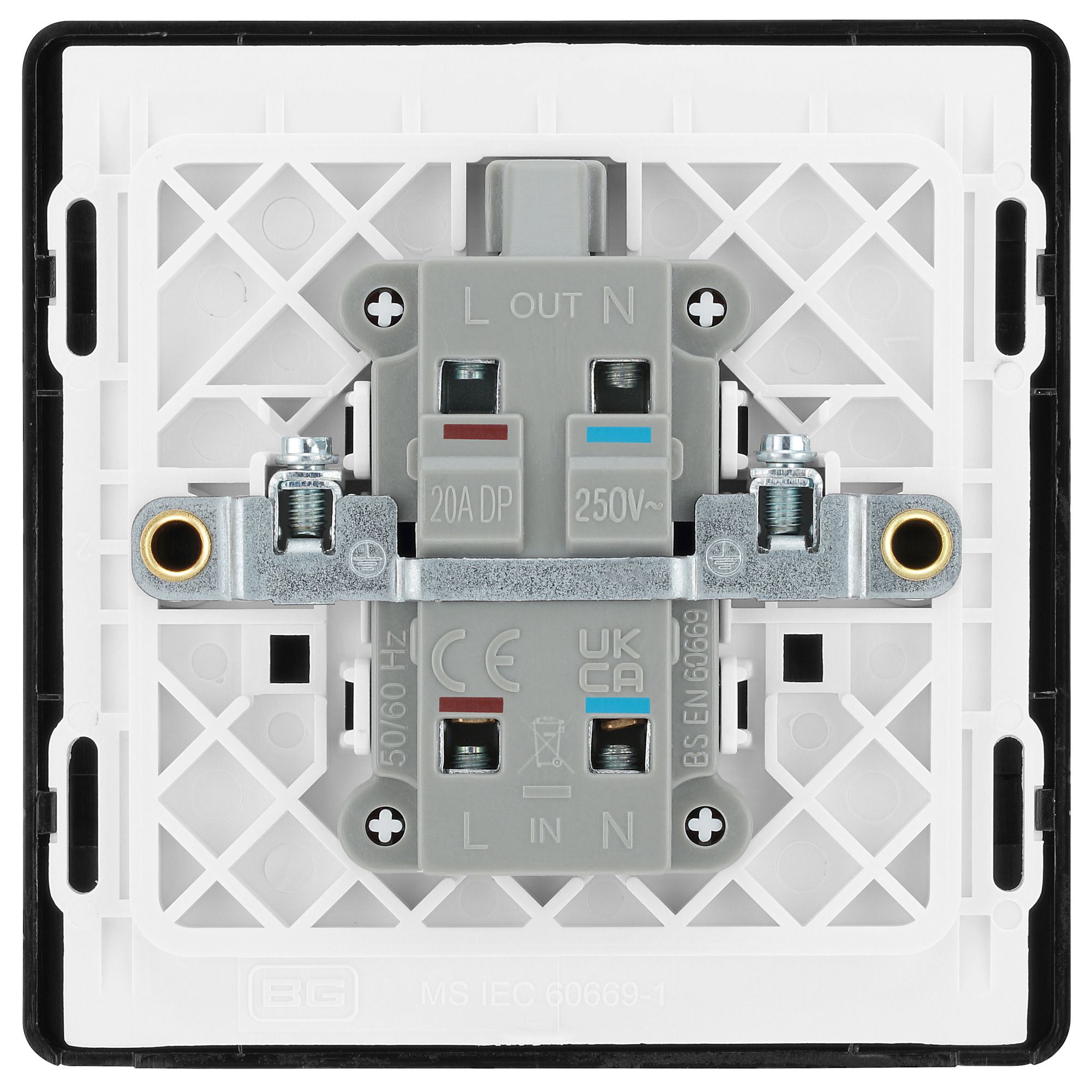 BG Screwless Flatplate Matt Black 13A Switched Socket 2 Gang - 7