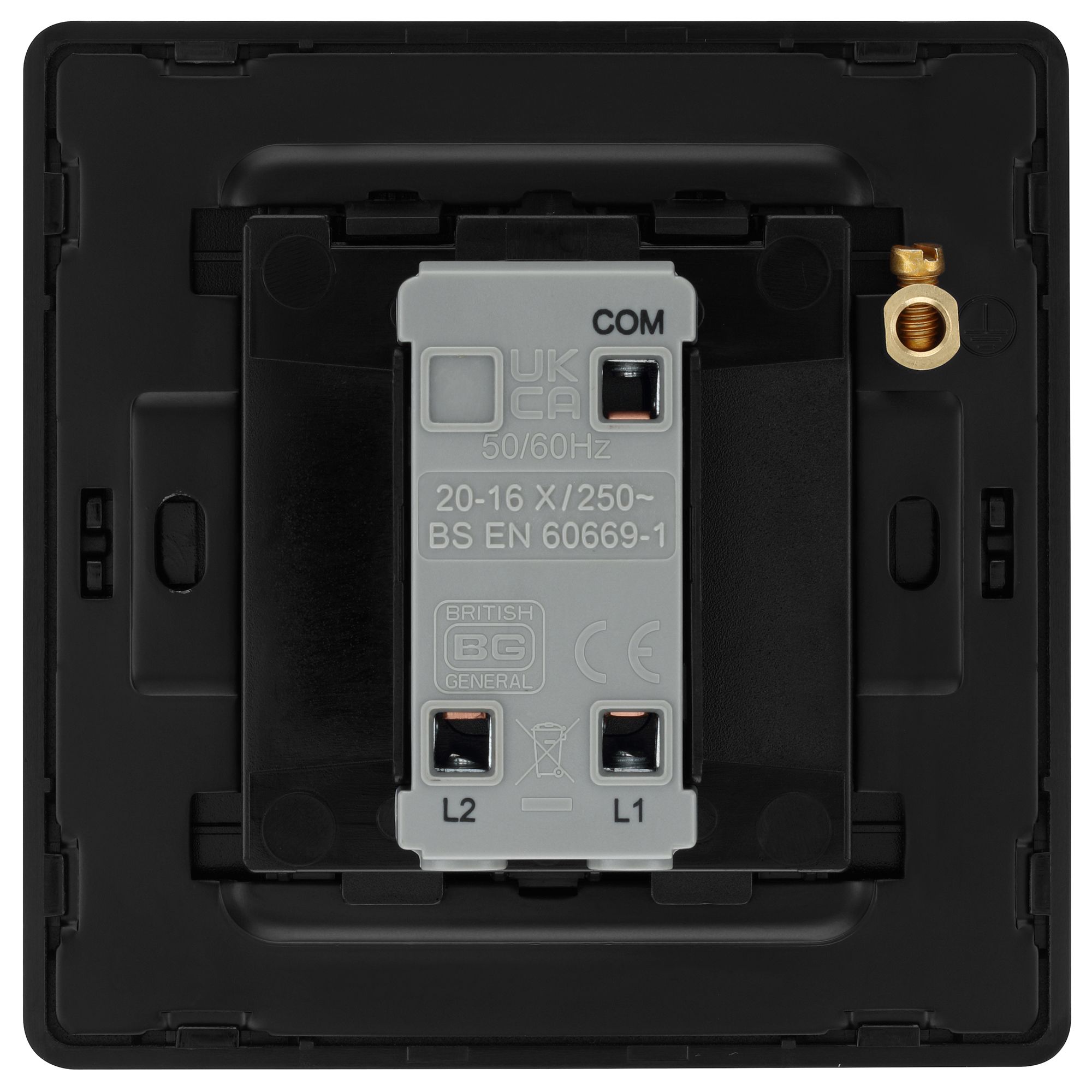 BG 20A 2 way 1 gang Light switch Screwless Matt Black