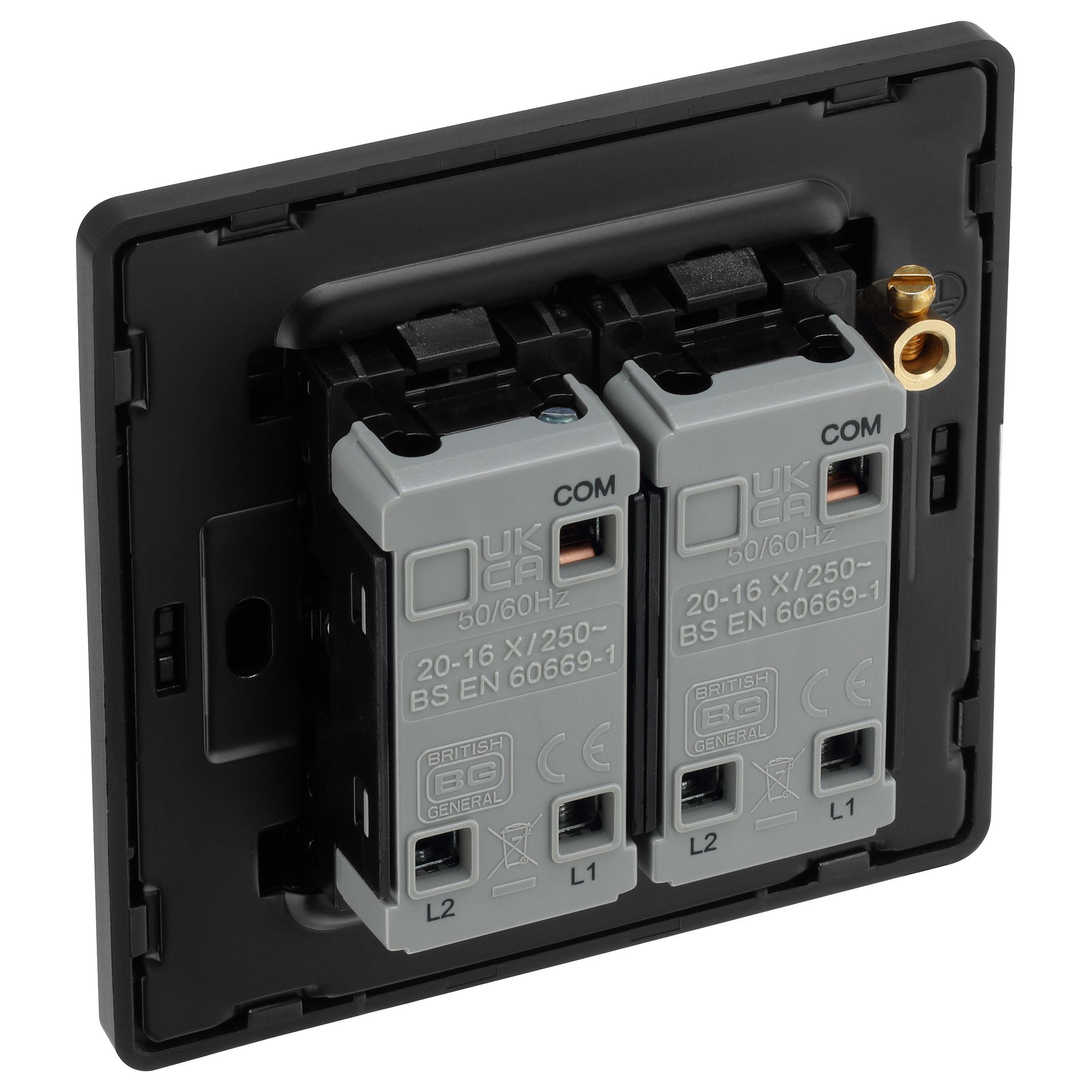 BG 20A 2 way 2 gang Light switch Screwless Matt Black