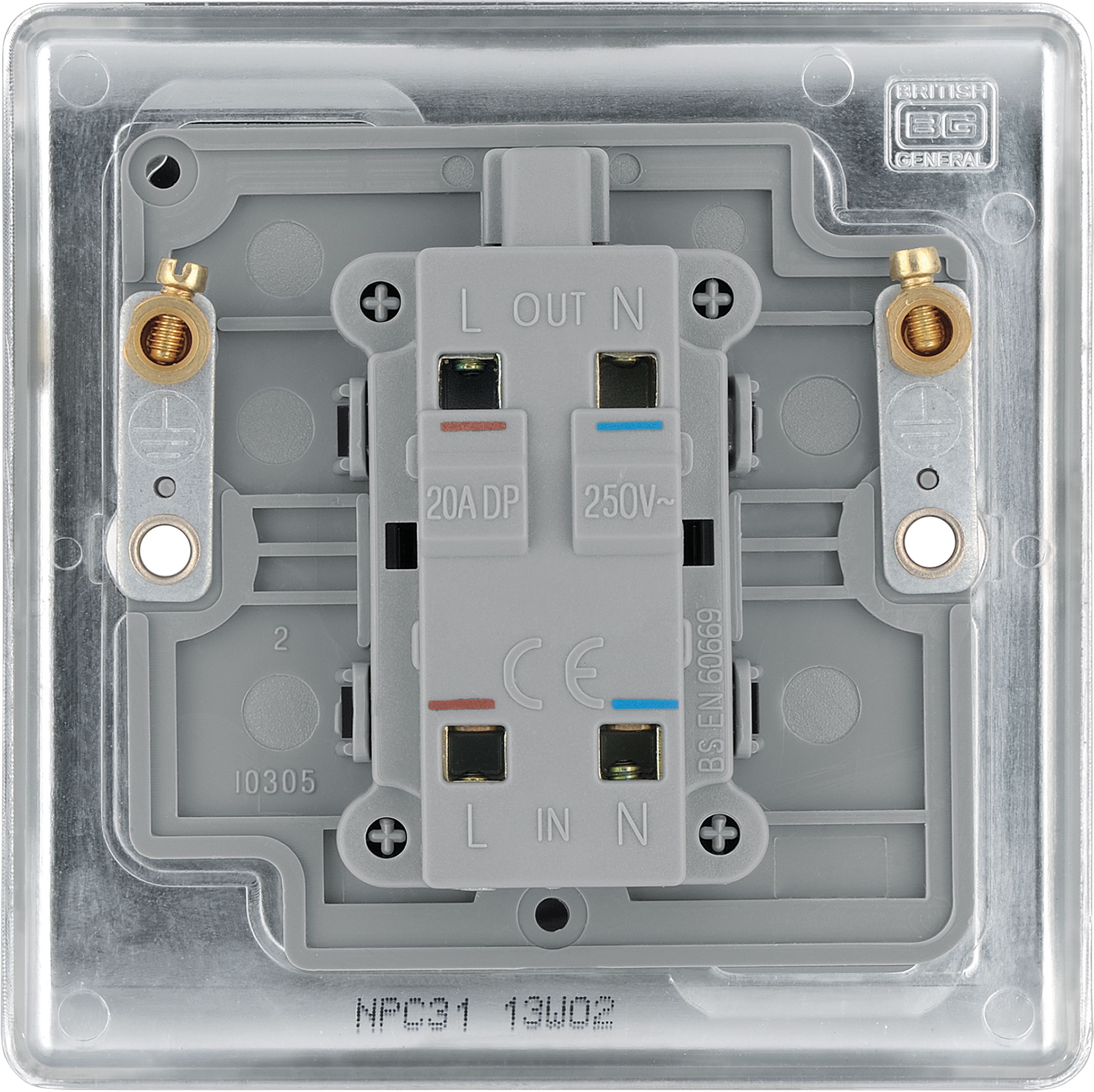 BG 20A Chrome Rocker Raised slim Control switch with LED indicator